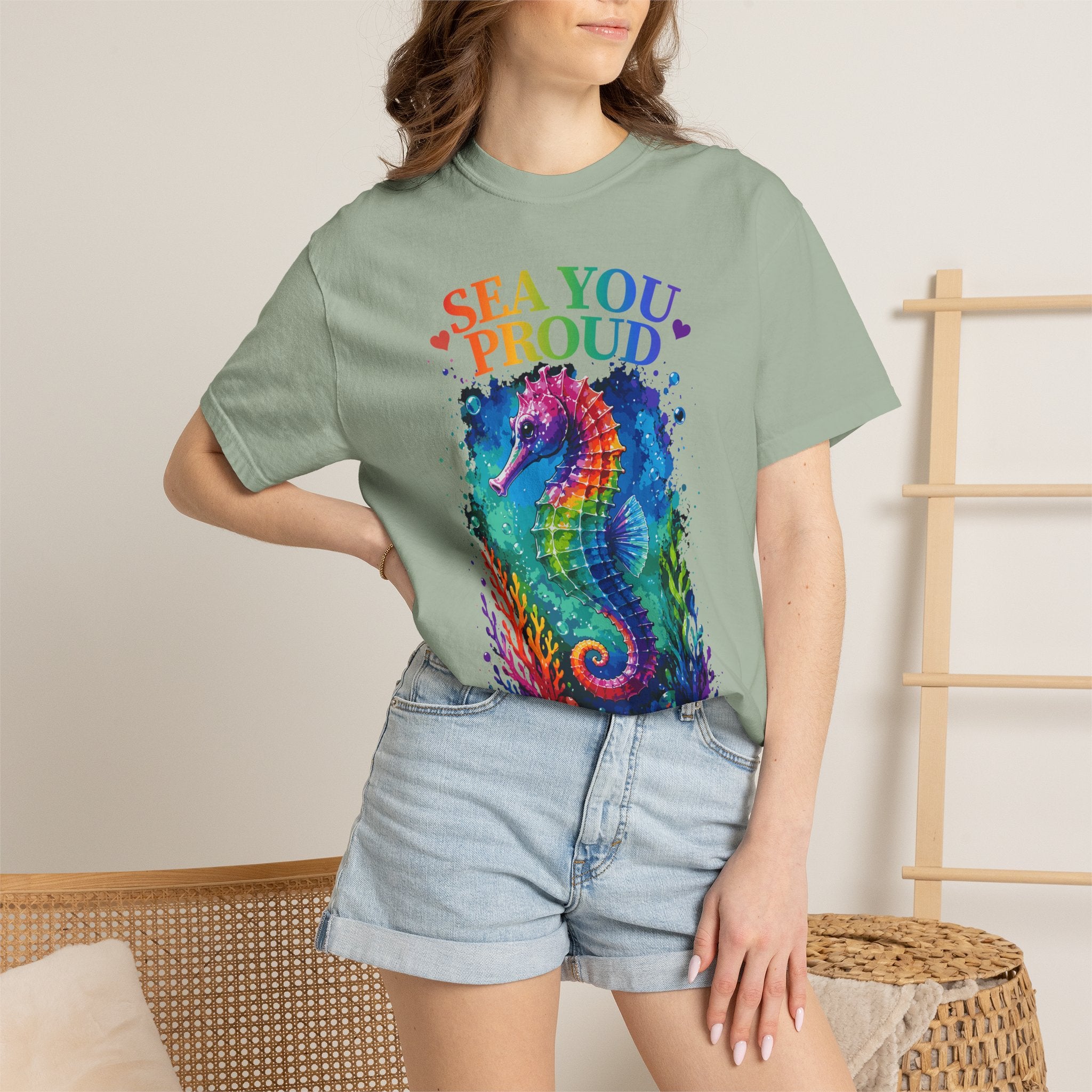 Sea You Proud T-Shirt — Rainbow Seahorse Pride Tee (Love • Diversity • Freedom)