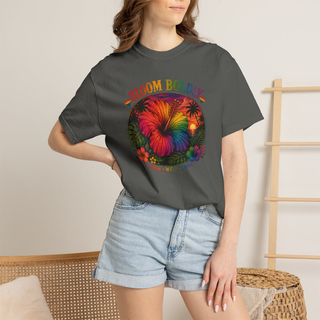 Bloom Boldly T-Shirt — Rainbow Floral Pride Graphic Tee