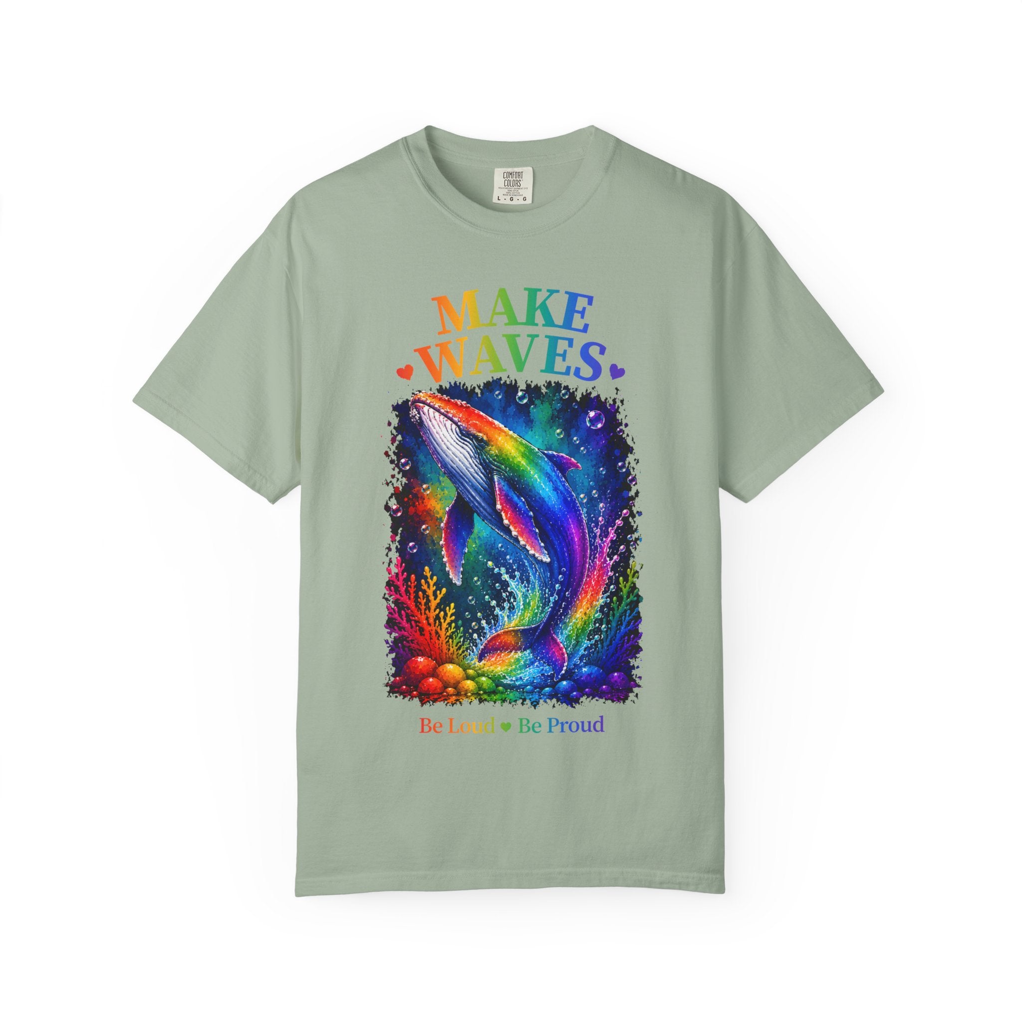 Make Waves Rainbow Dolphin T-Shirt — "Be Loud, Be Proud" LGBTQ+ Pride Tee