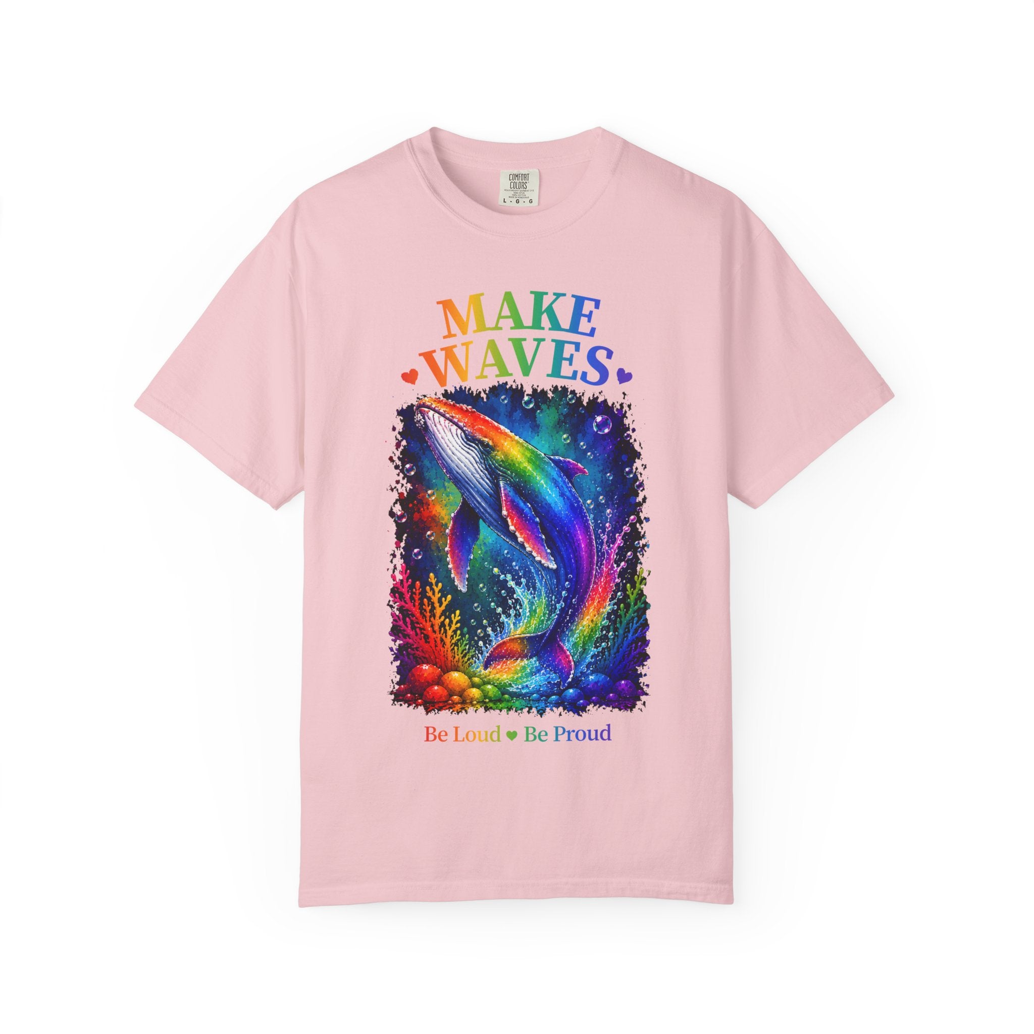 Make Waves Rainbow Dolphin T-Shirt — "Be Loud, Be Proud" LGBTQ+ Pride Tee