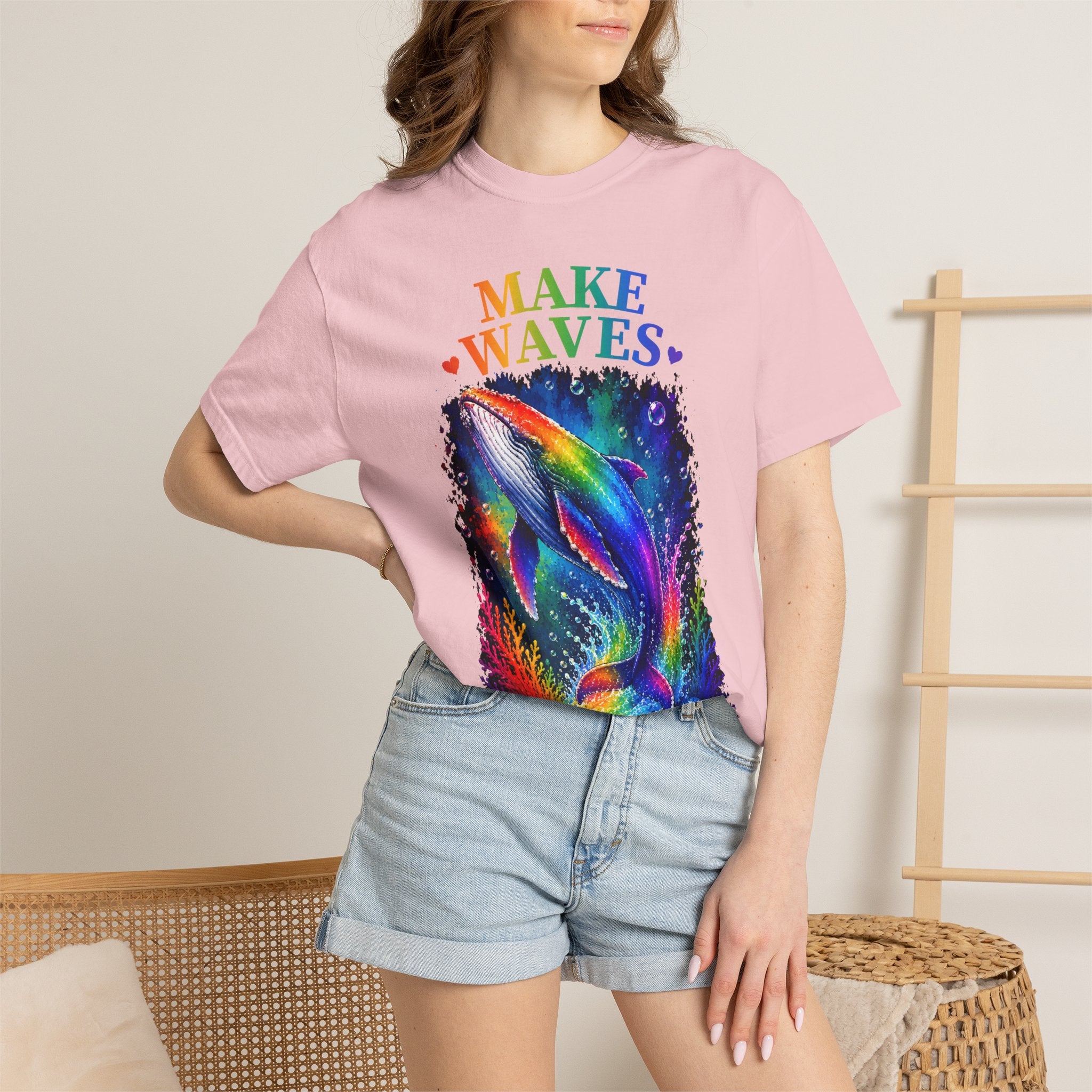 Make Waves Rainbow Dolphin T-Shirt — "Be Loud, Be Proud" LGBTQ+ Pride Tee