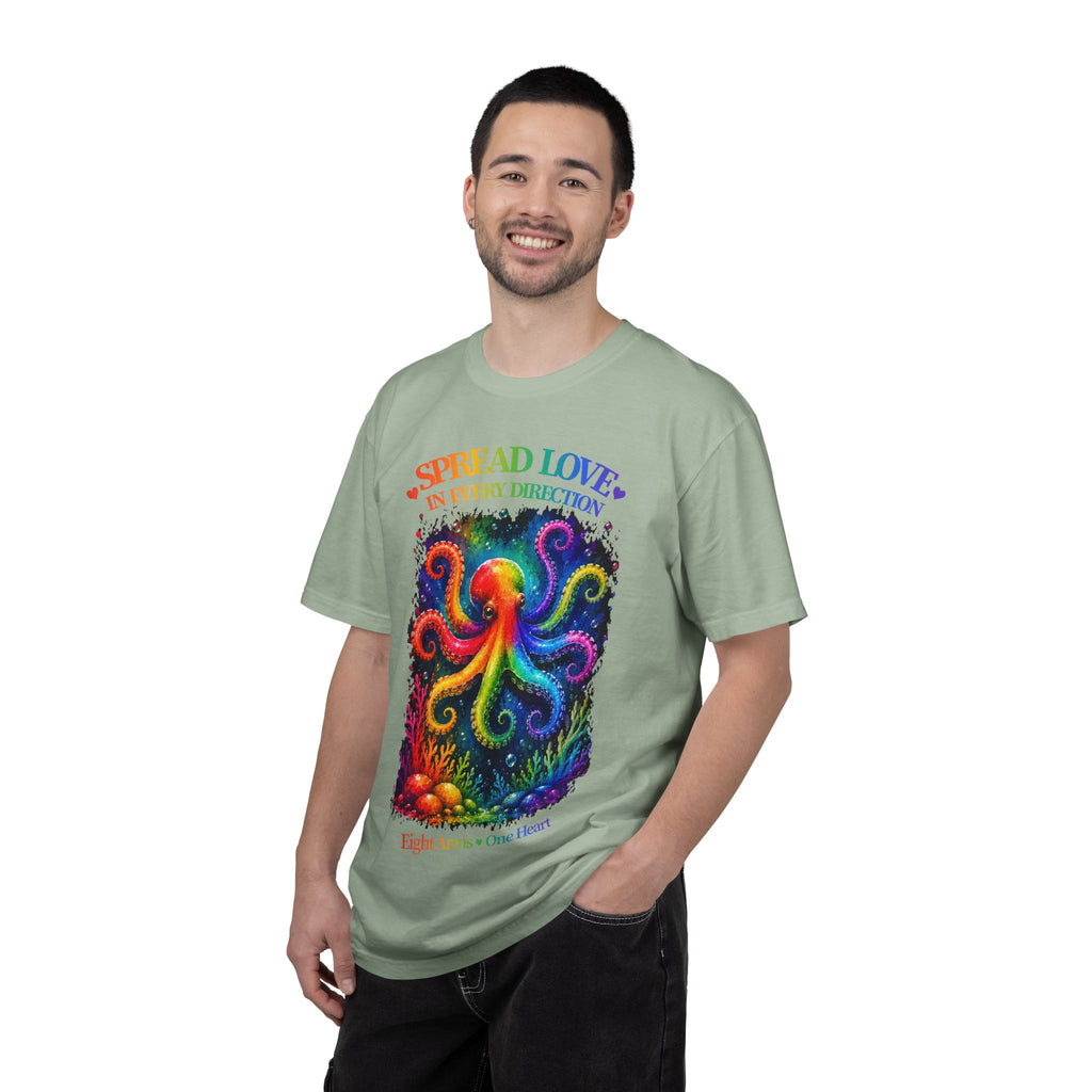 Spread Love Octopus T-Shirt — Rainbow Psychedelic Ocean Art Tee