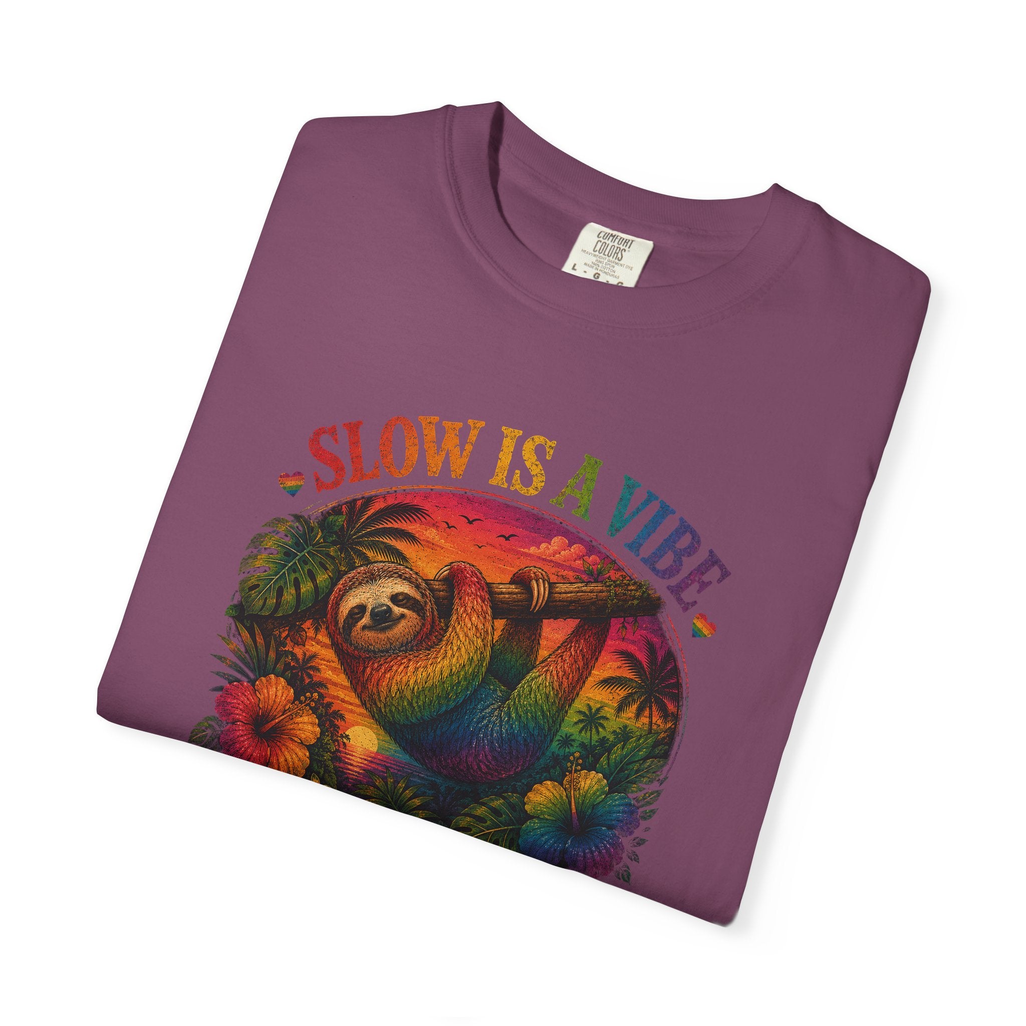 Slow Is A Vibe T-Shirt — Retro Sloth Graphic Tee