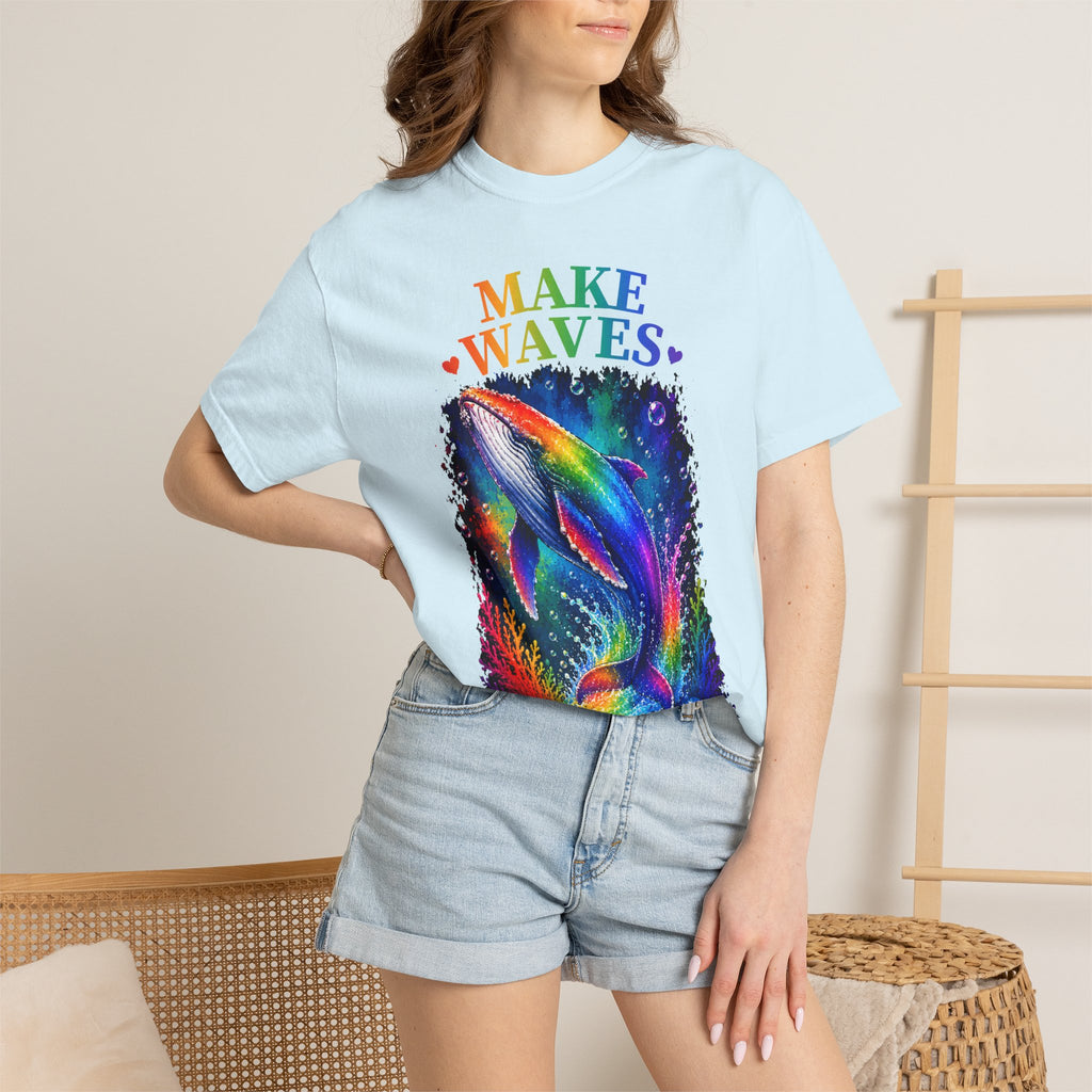 Make Waves Rainbow Dolphin T-Shirt — "Be Loud, Be Proud" LGBTQ+ Pride Tee