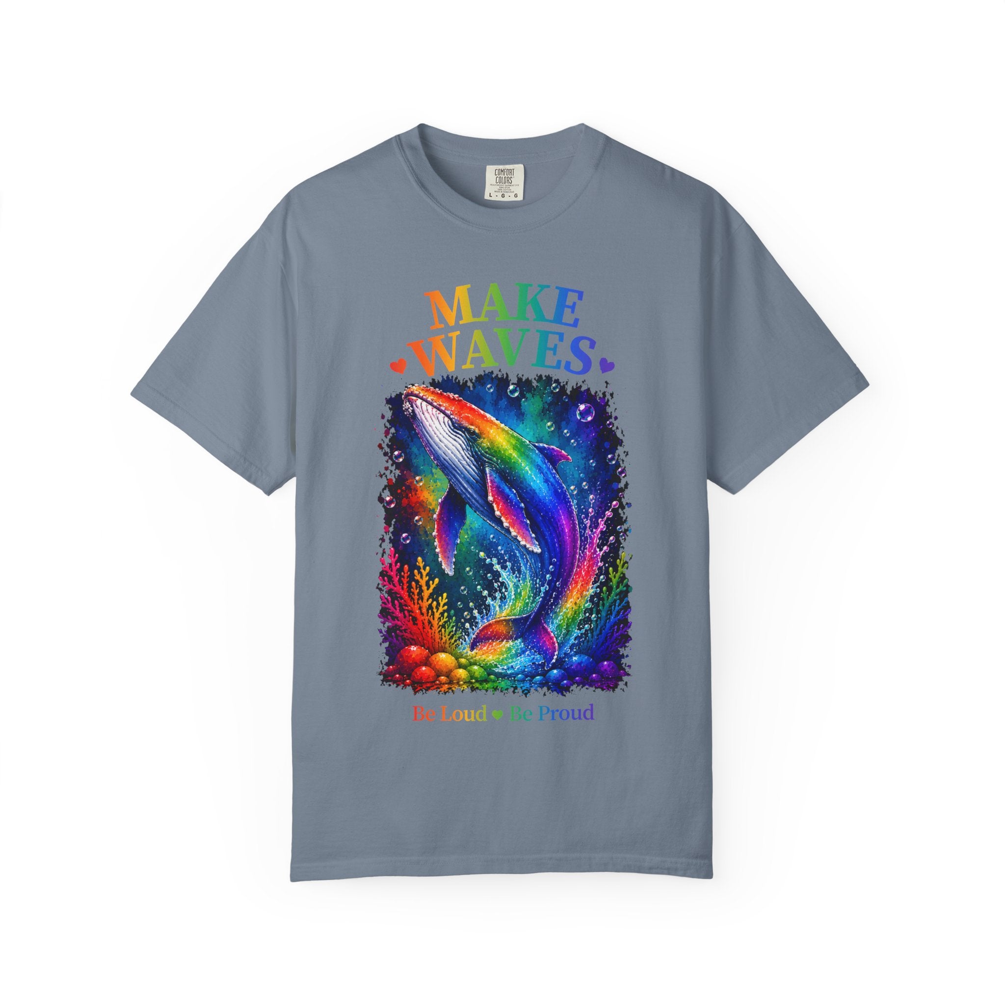 Make Waves Rainbow Dolphin T-Shirt — "Be Loud, Be Proud" LGBTQ+ Pride Tee