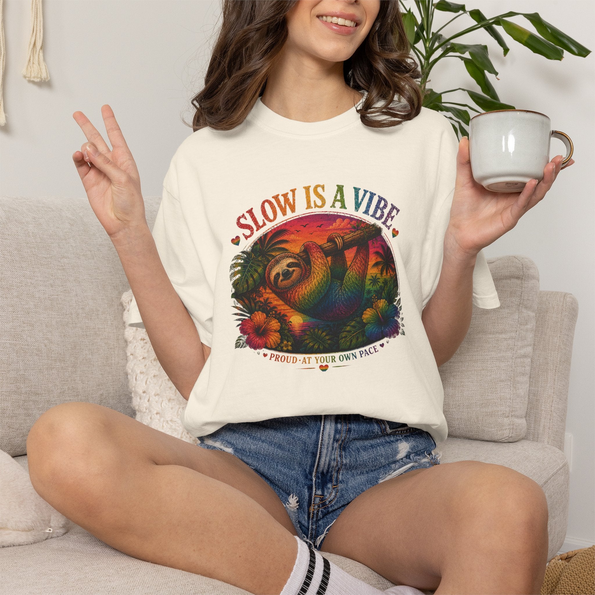 Slow Is A Vibe T-Shirt — Retro Sloth Graphic Tee