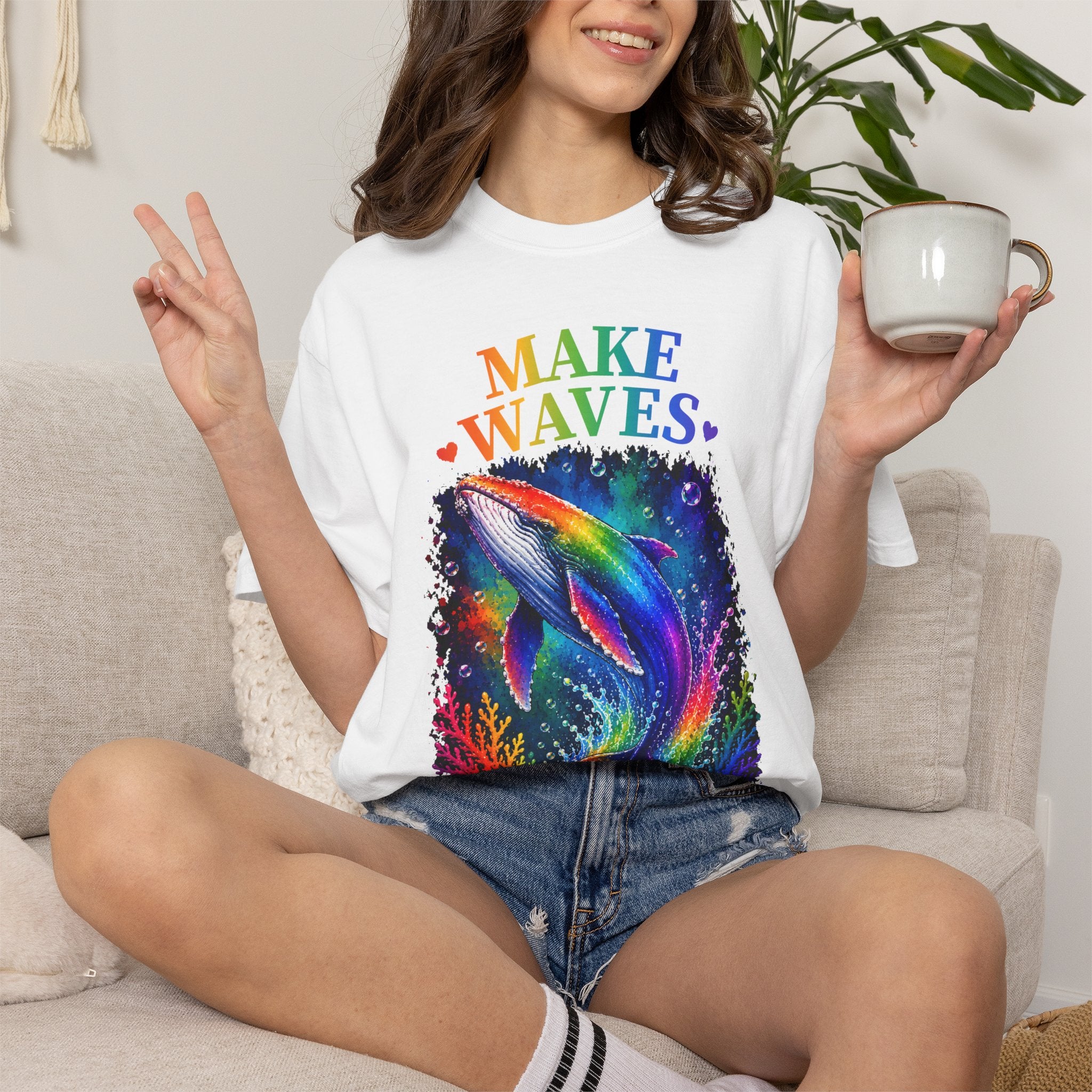 Make Waves Rainbow Dolphin T-Shirt — "Be Loud, Be Proud" LGBTQ+ Pride Tee