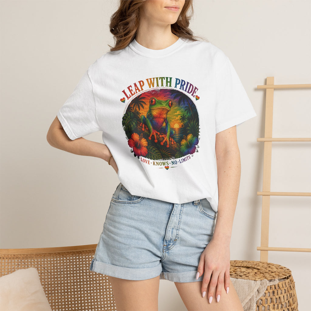 Leap With Pride T-Shirt — Rainbow Frog Graphic Tee (Love Knows No Limits)