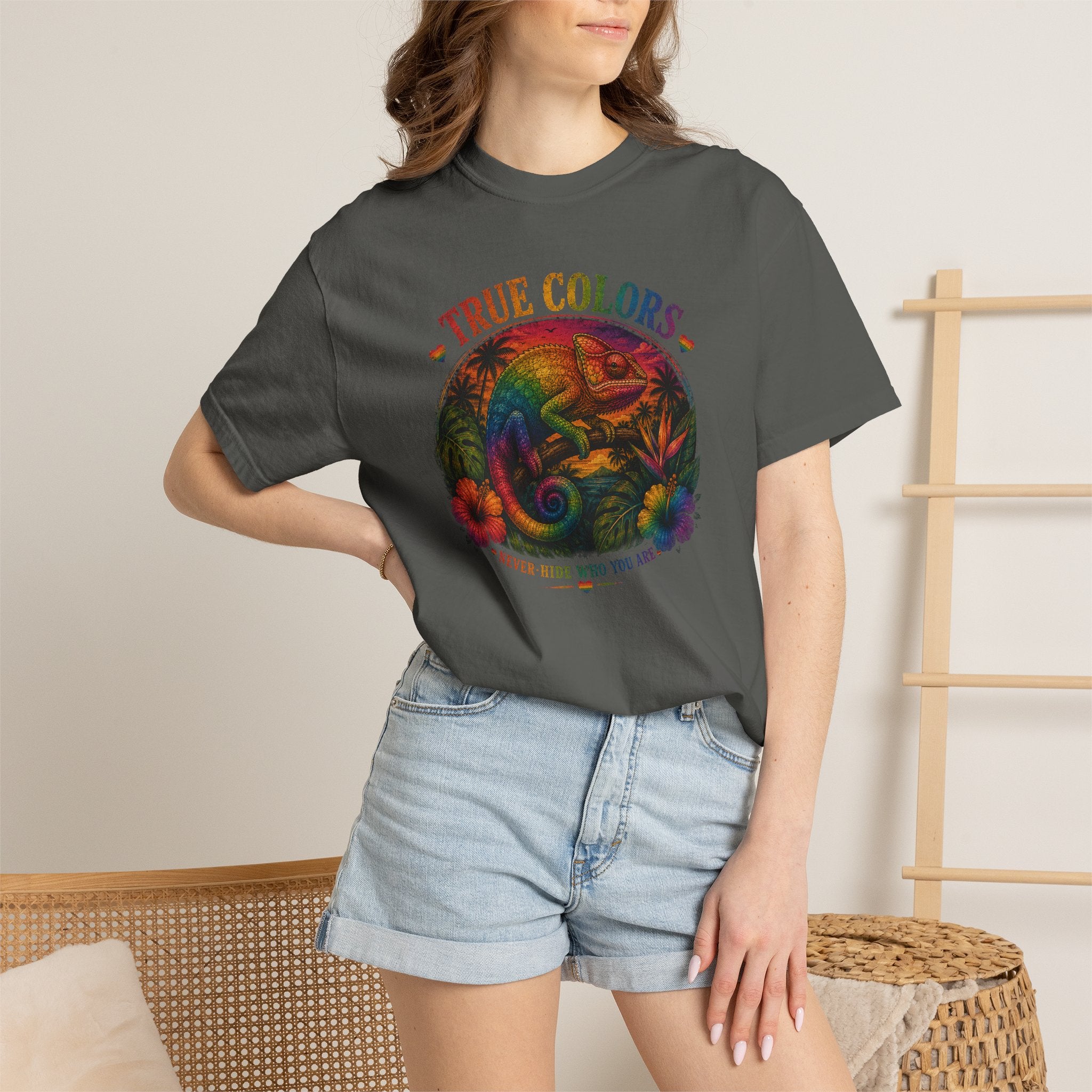 True Colors T-Shirt — Vintage Rainbow Mushroom Graphic (Be True to Who You Are)