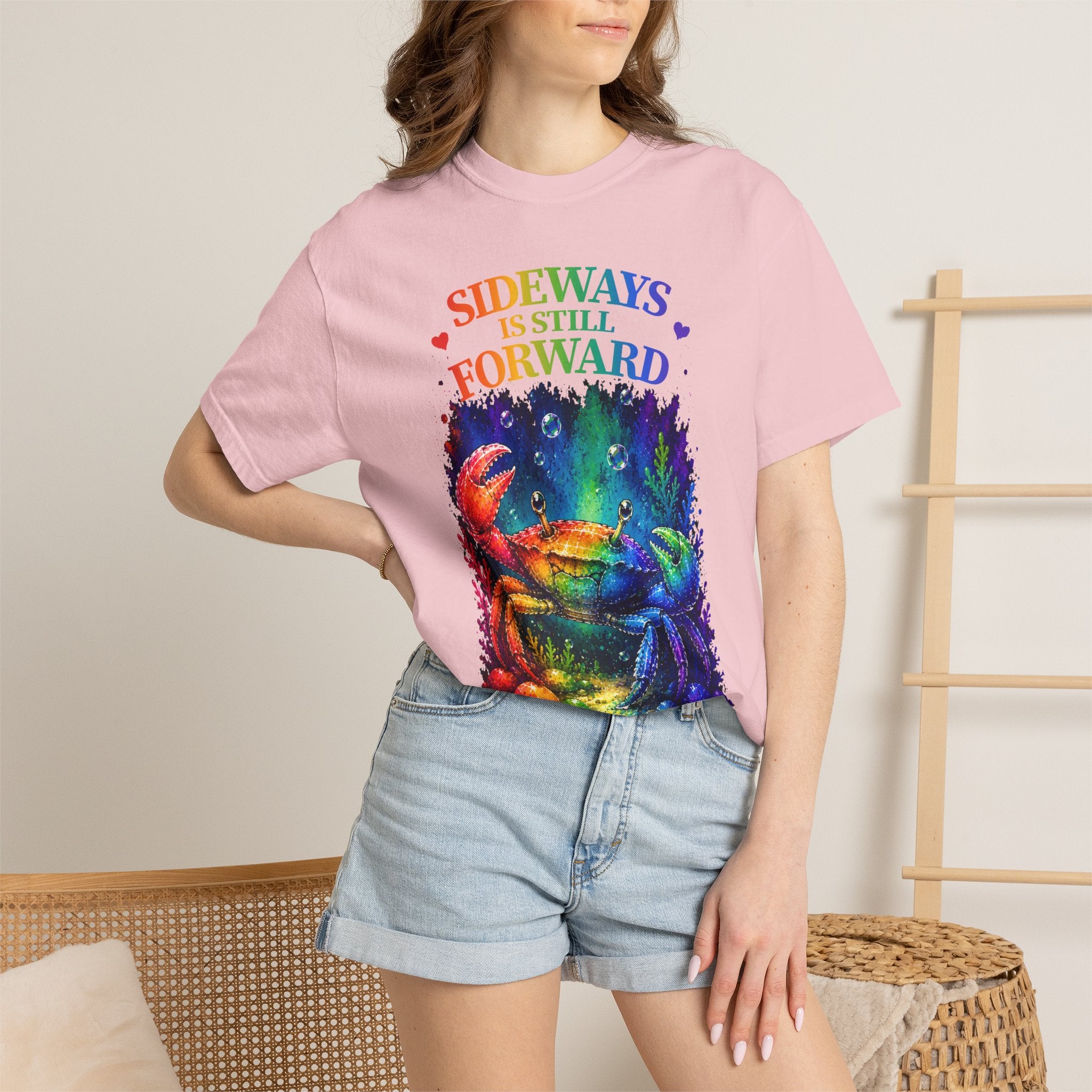 Crab Rainbow 'Sideways Is Still Forward' Graphic T‑Shirt