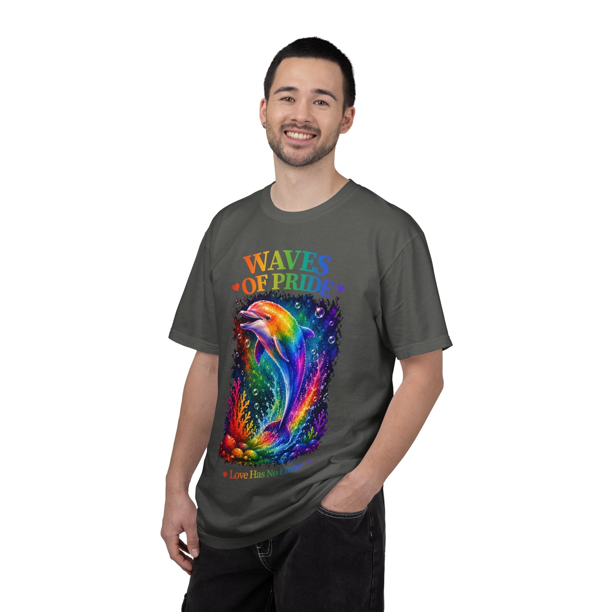 Waves of Pride T-Shirt — Rainbow Dolphin "Love Has No Limits" Tee