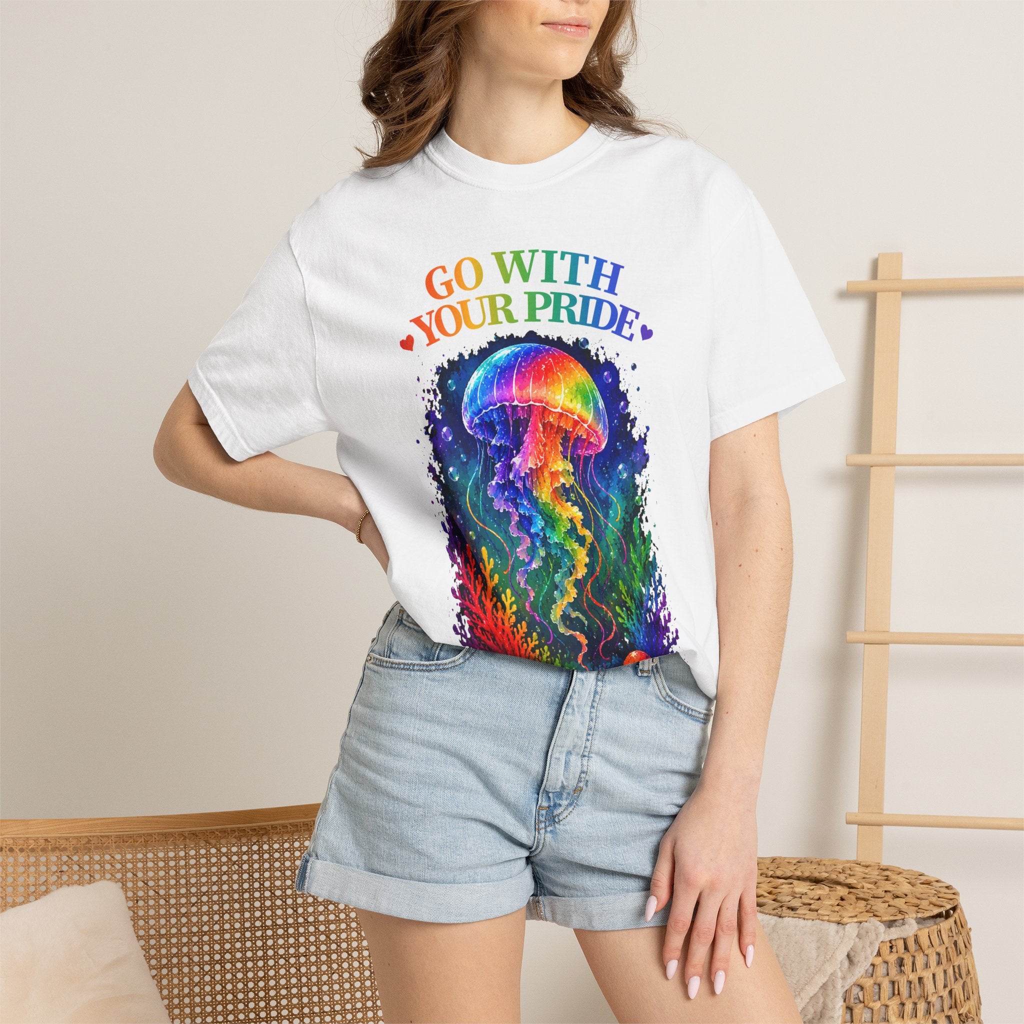 Go With Your Pride Jellyfish T-Shirt — Rainbow LGBTQ+ Pride Tee