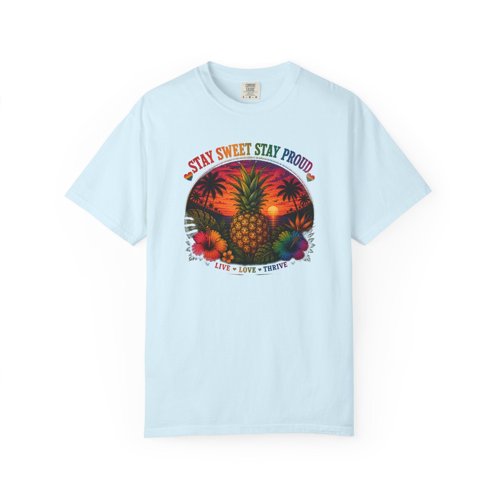 Pineapple Sunset T‑Shirt — “Stay Sweet Stay Proud” Tropical Graphic Tee