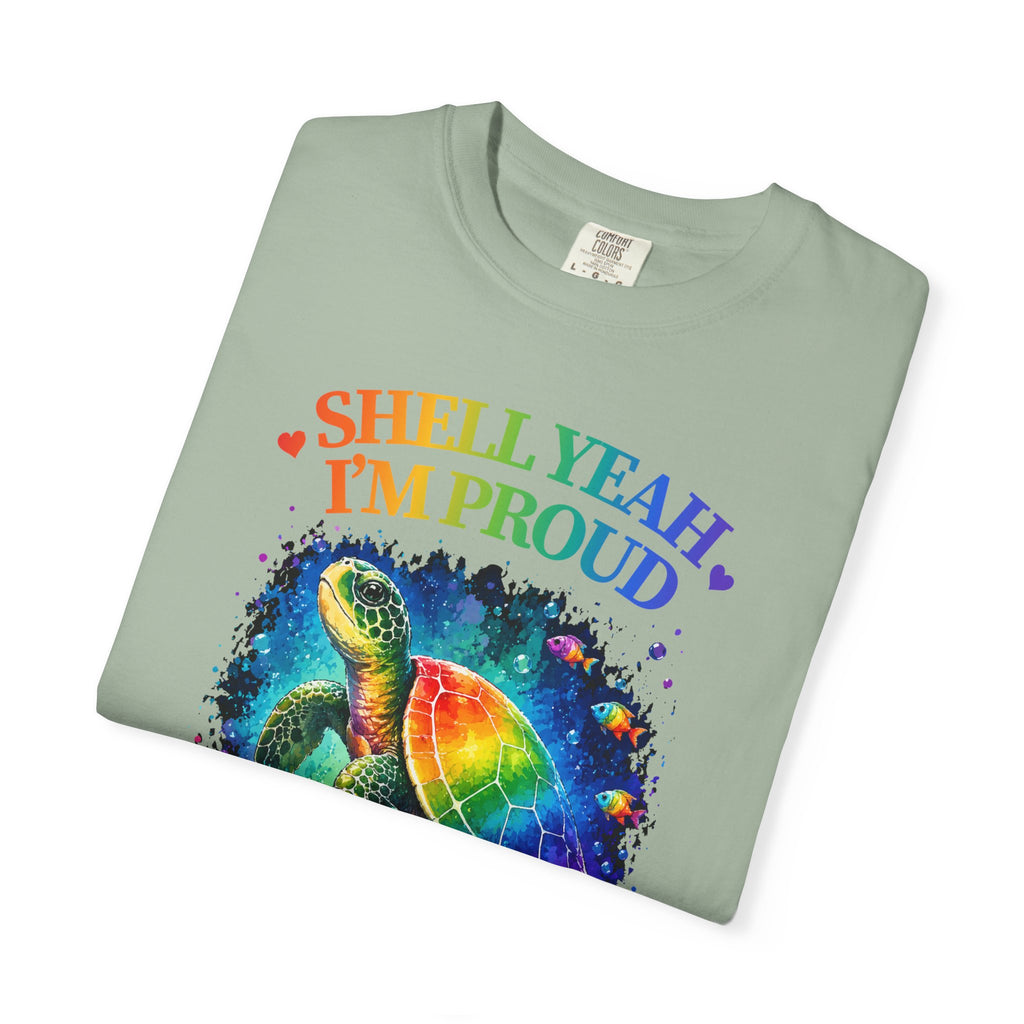 Pride Sea Turtle T-Shirt — "Shell Yeah I'm Proud" Rainbow LGBT Tee