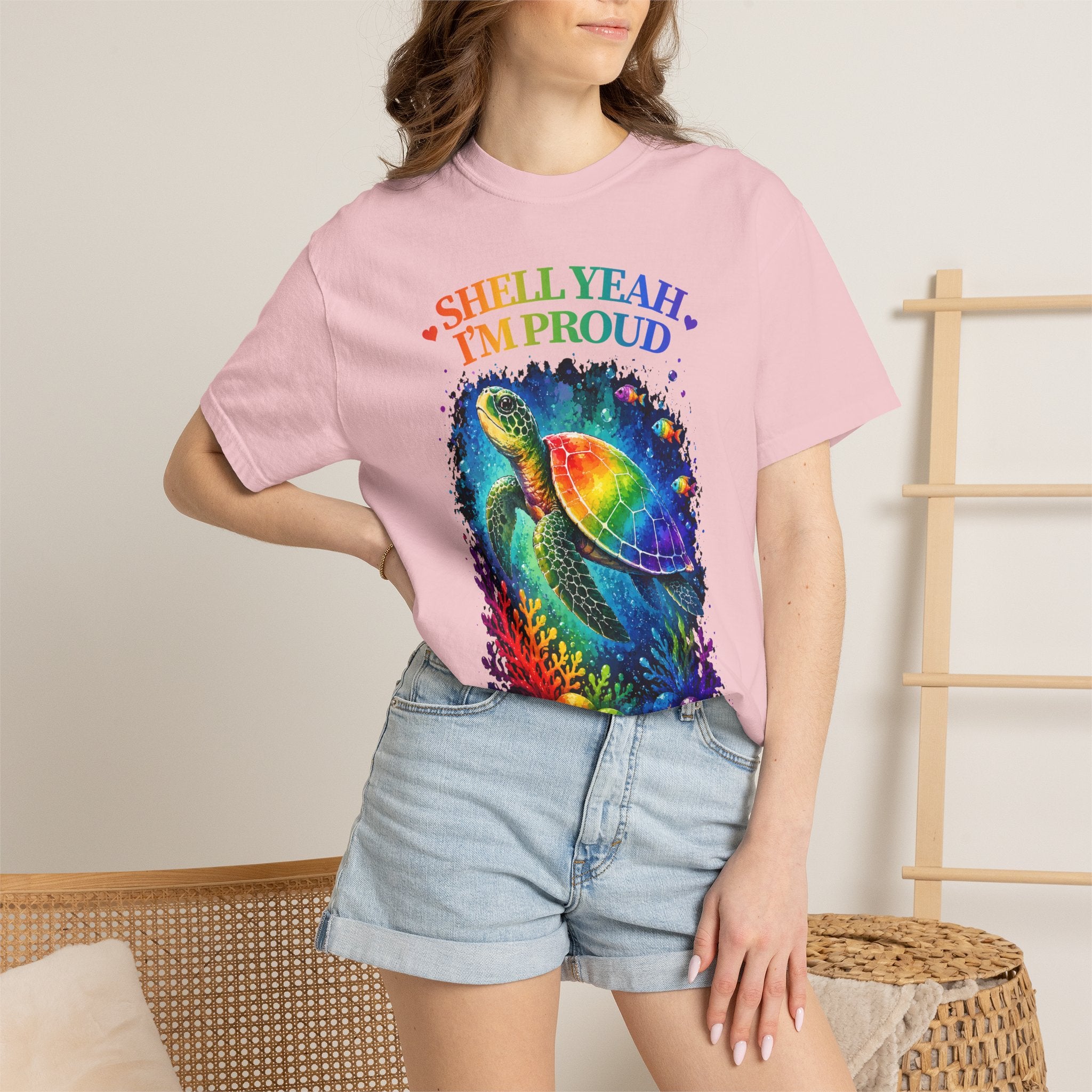 Pride Sea Turtle T-Shirt — "Shell Yeah I'm Proud" Rainbow LGBT Tee
