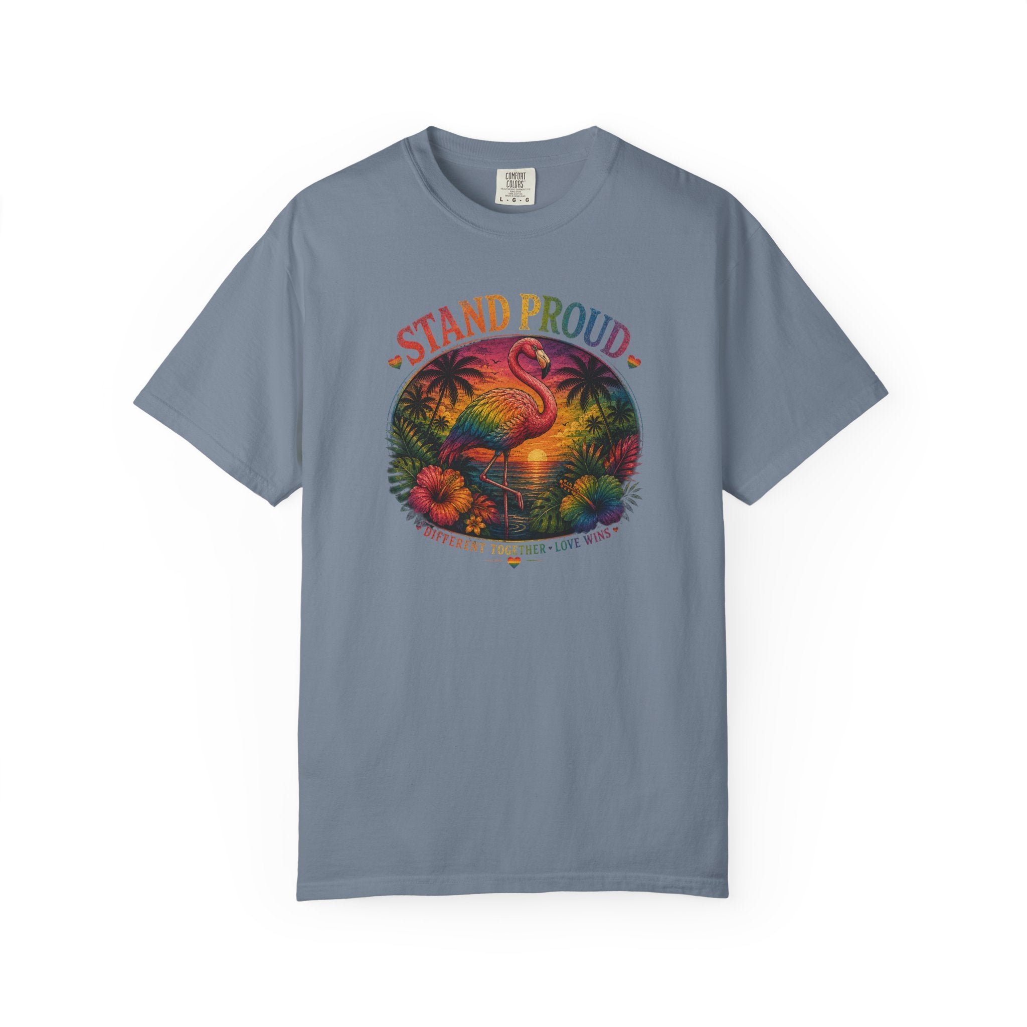 Stand Proud Flamingo T-Shirt — Tropical Pride Graphic Tee