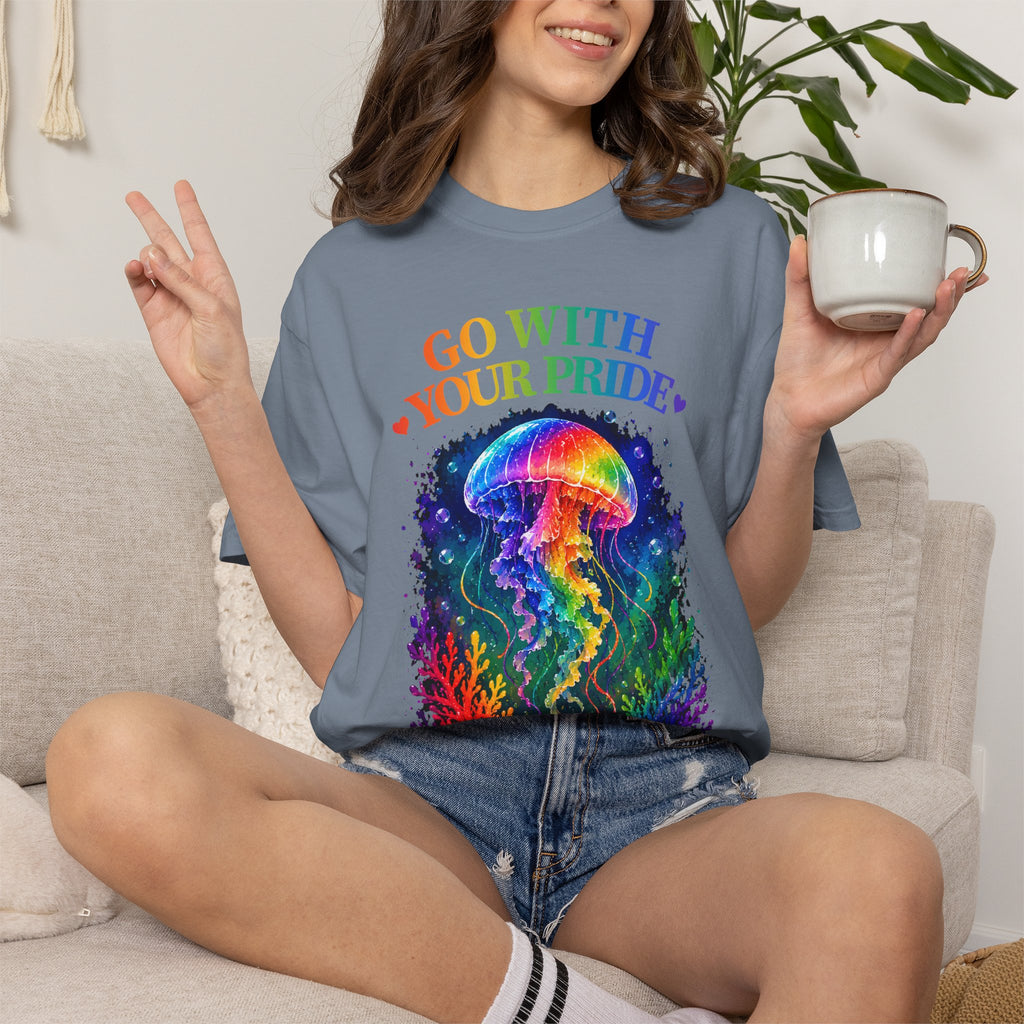 Go With Your Pride Jellyfish T-Shirt — Rainbow LGBTQ+ Pride Tee