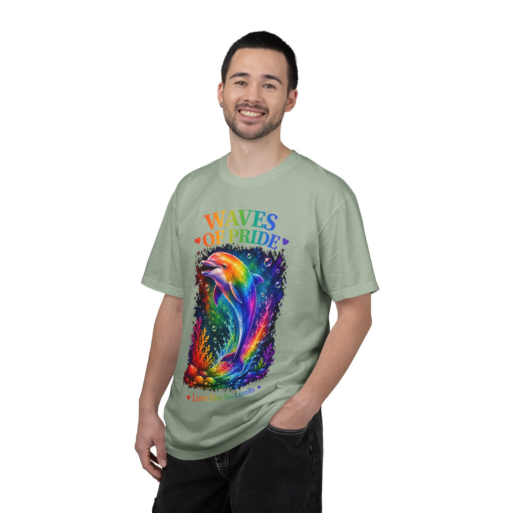 Waves of Pride T-Shirt — Rainbow Dolphin "Love Has No Limits" Tee