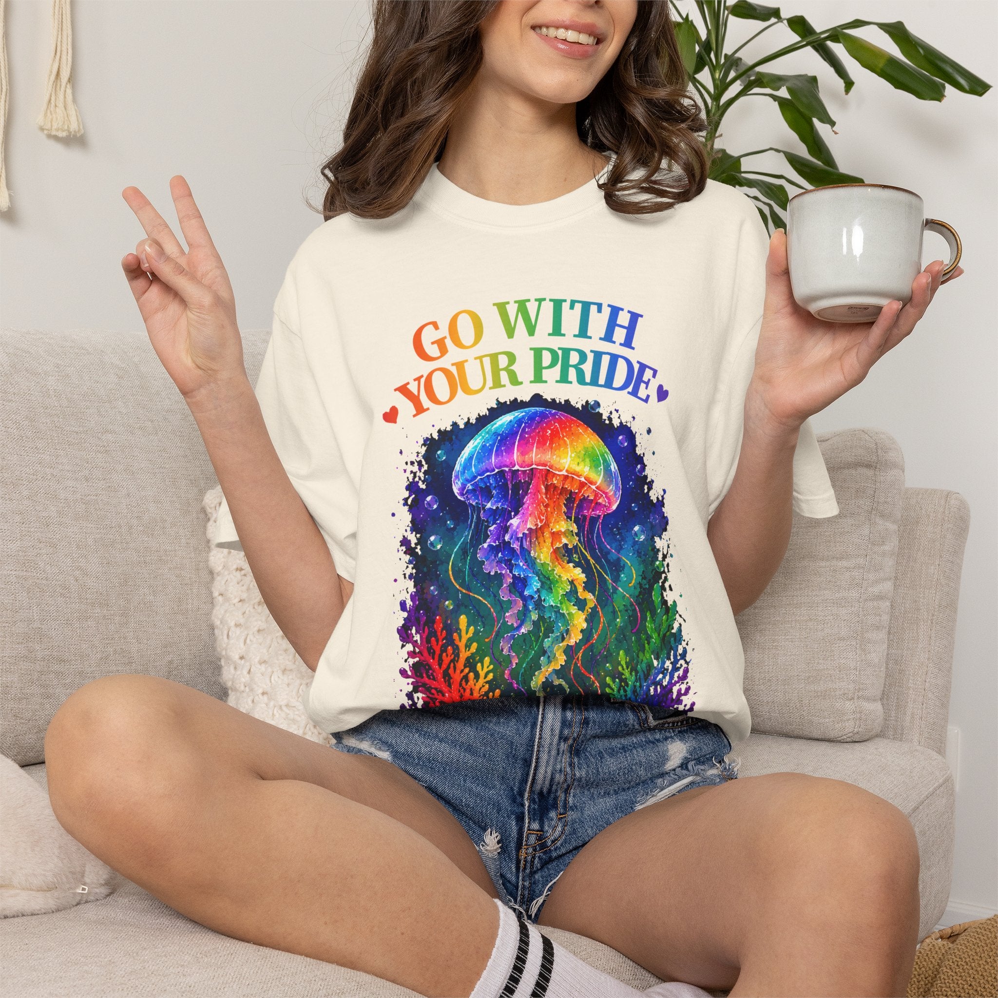 Go With Your Pride Jellyfish T-Shirt — Rainbow LGBTQ+ Pride Tee