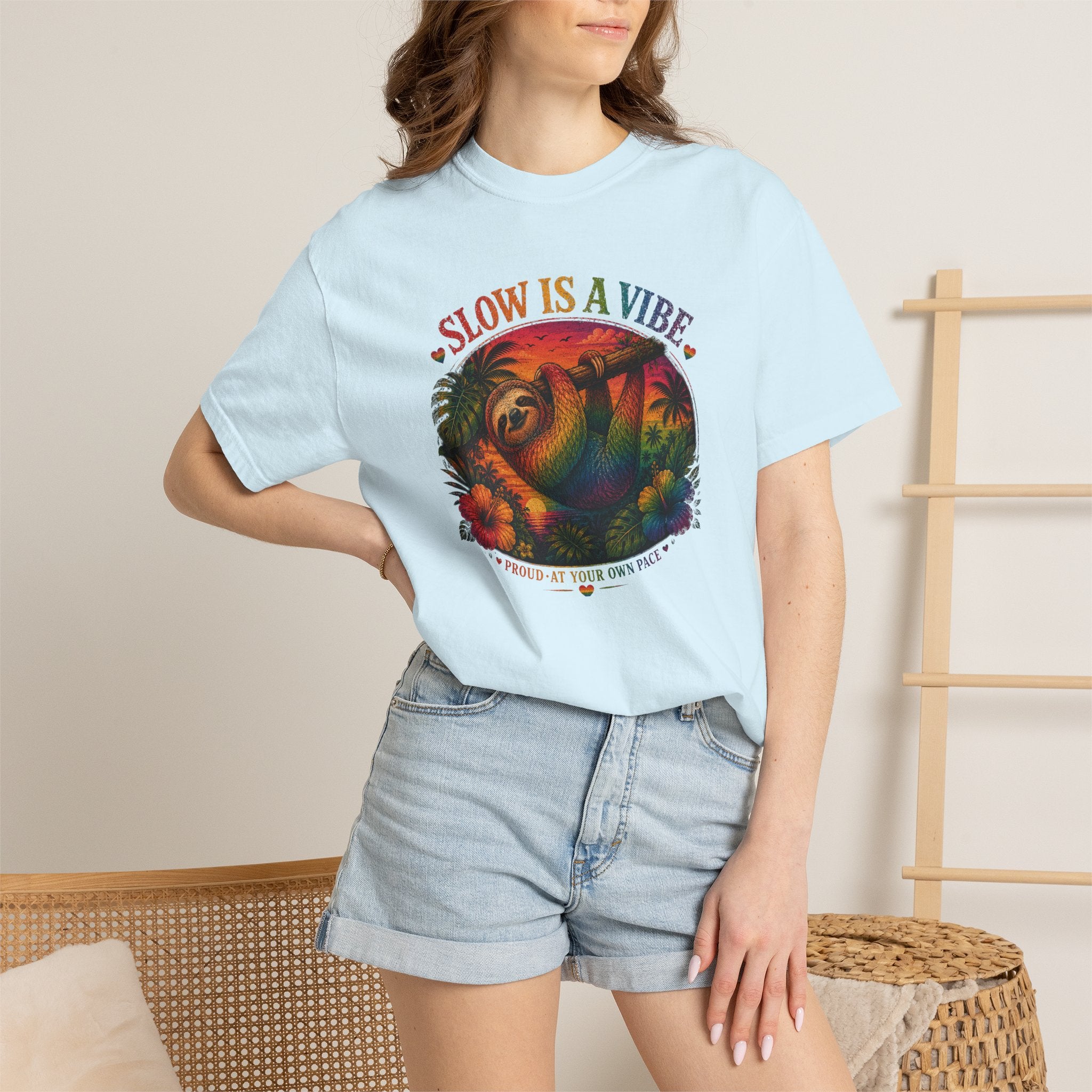 Slow Is A Vibe T-Shirt — Retro Sloth Graphic Tee