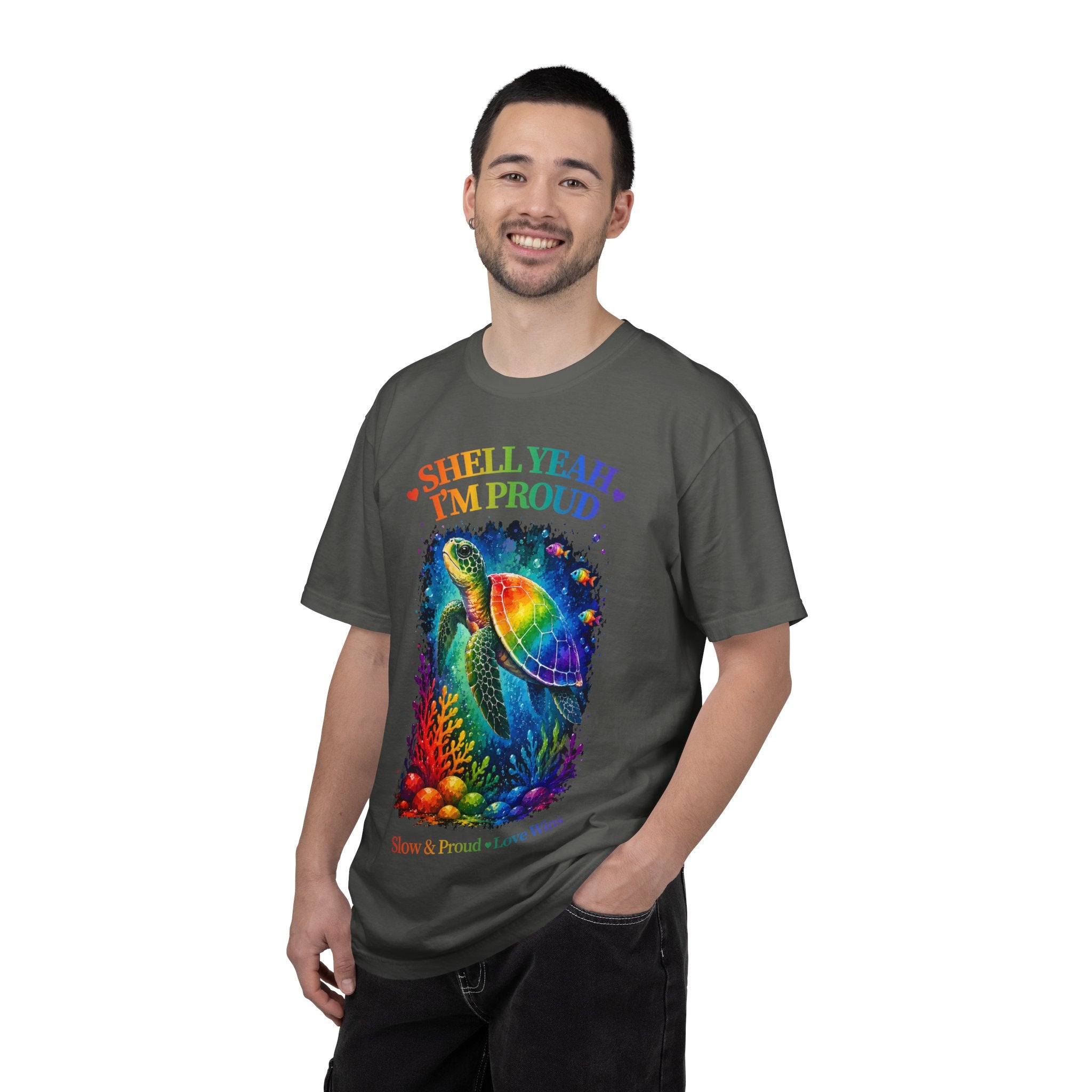 Pride Sea Turtle T-Shirt — "Shell Yeah I'm Proud" Rainbow LGBT Tee