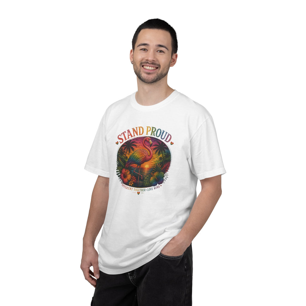 Stand Proud Flamingo T-Shirt — Tropical Pride Graphic Tee