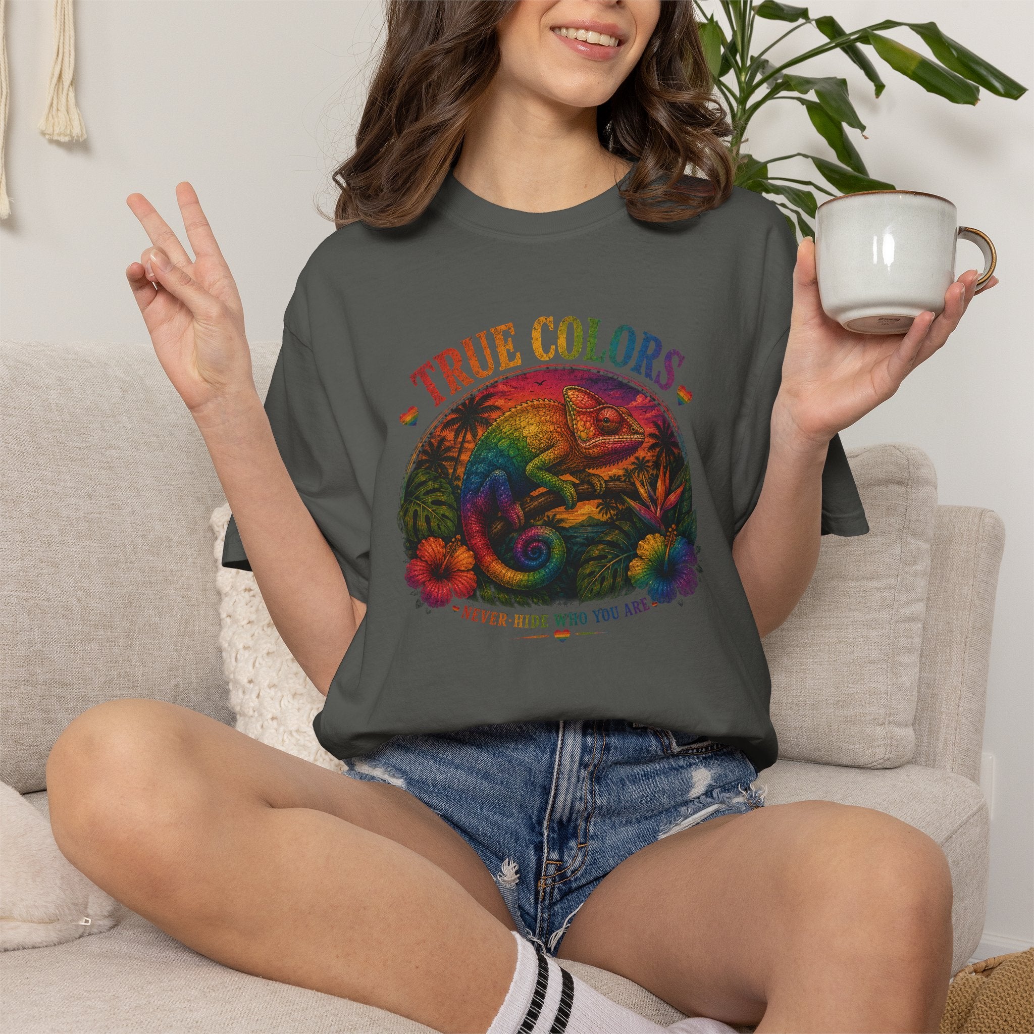True Colors T-Shirt — Vintage Rainbow Mushroom Graphic (Be True to Who You Are)
