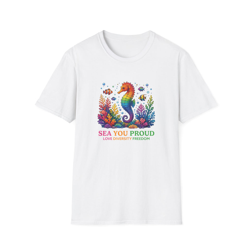 Seahorse Pride T-Shirt — "Sea You Proud" Rainbow LGBTQ+ Tee