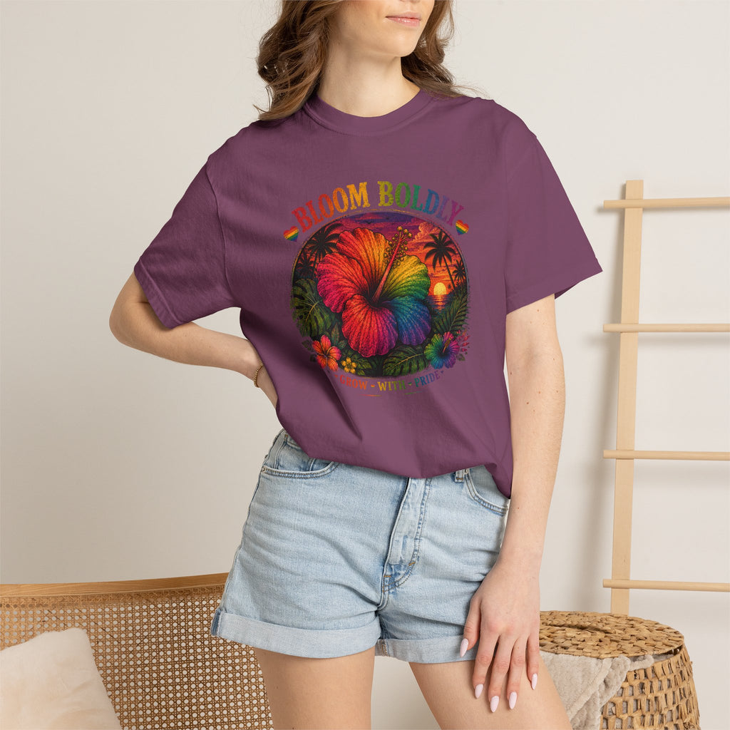 Bloom Boldly T-Shirt — Rainbow Floral Pride Graphic Tee
