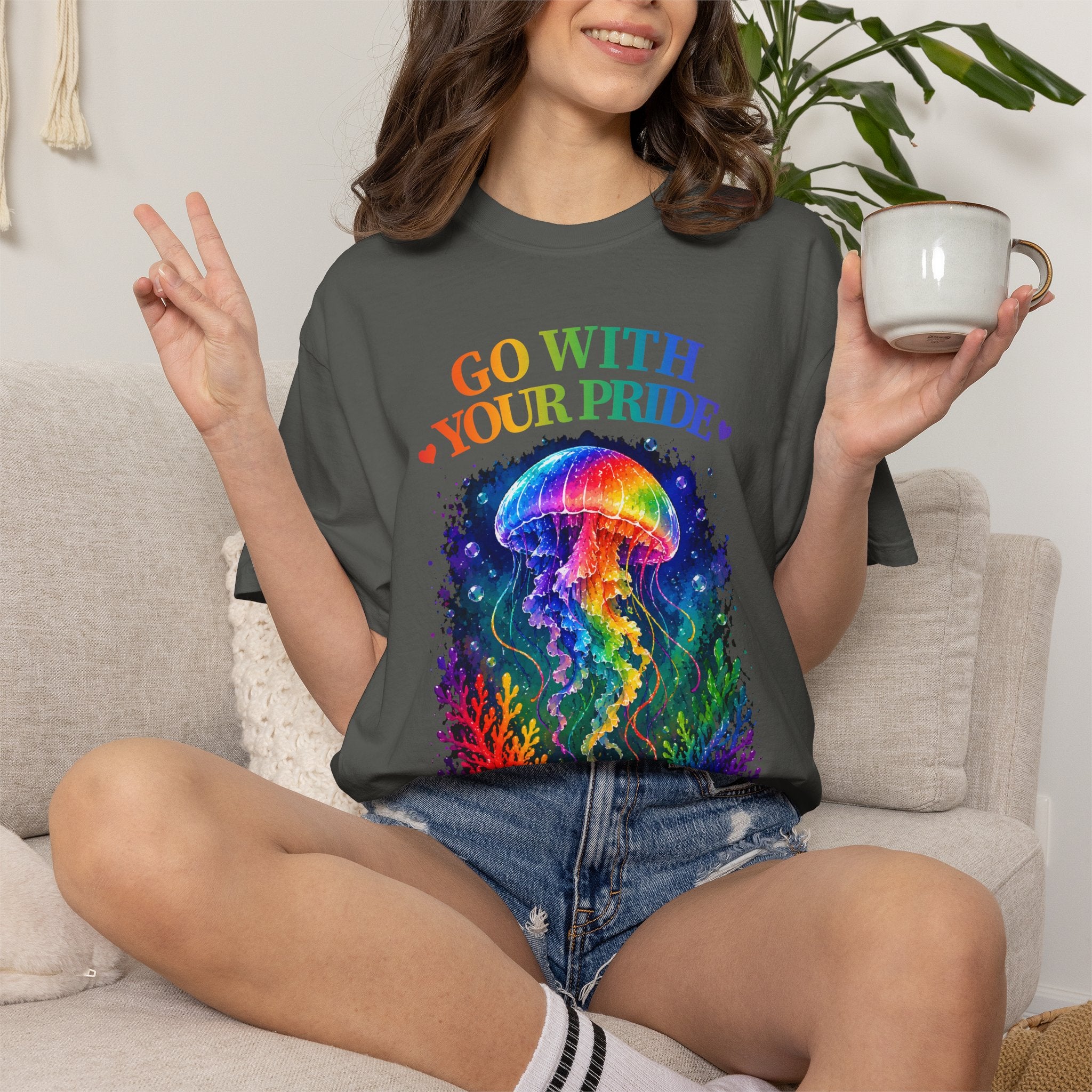 Go With Your Pride Jellyfish T-Shirt — Rainbow LGBTQ+ Pride Tee