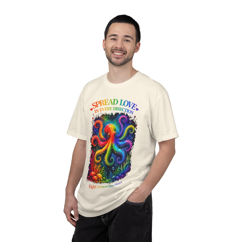 Spread Love Octopus T-Shirt — Rainbow Psychedelic Ocean Art Tee