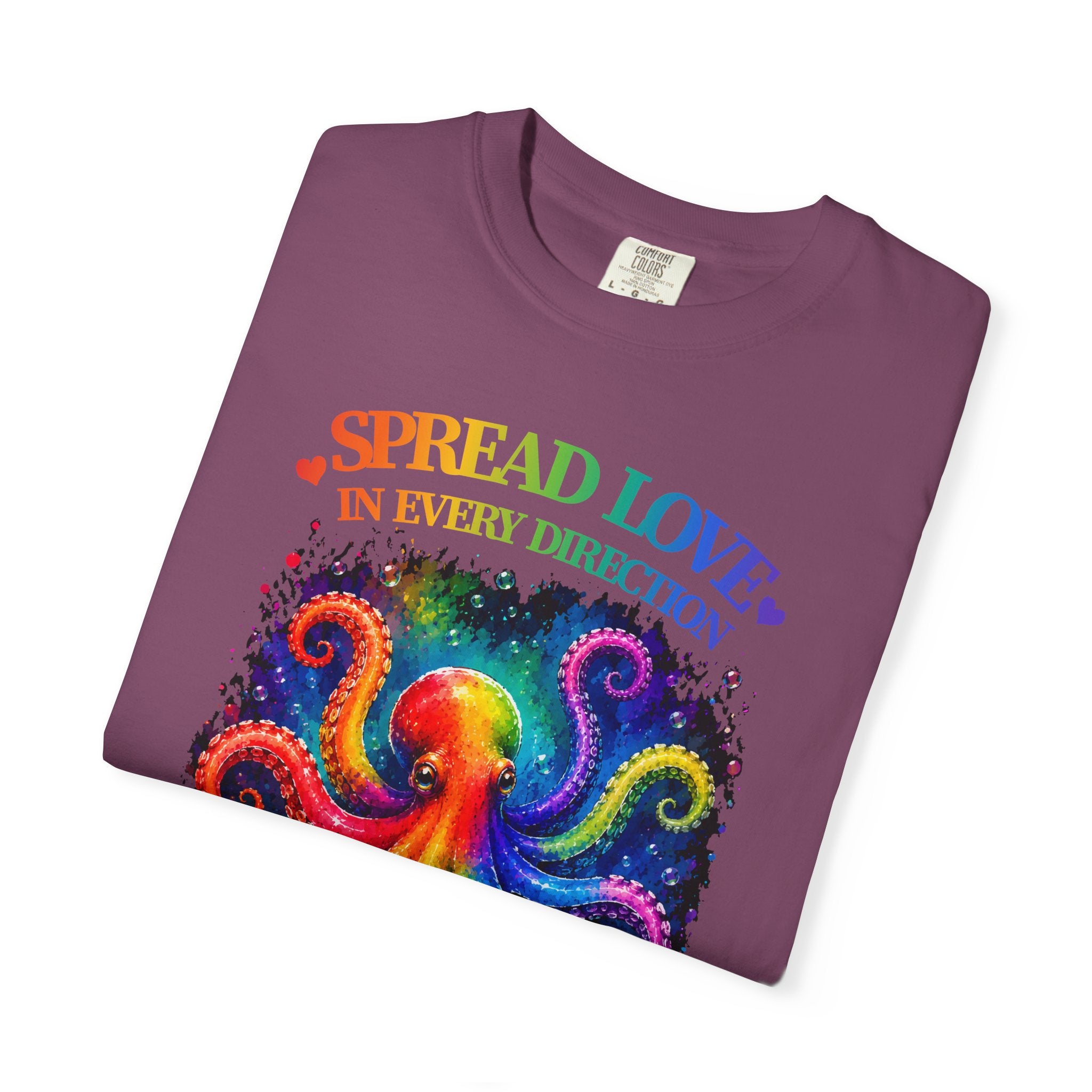 Spread Love Octopus T-Shirt — Rainbow Psychedelic Ocean Art Tee