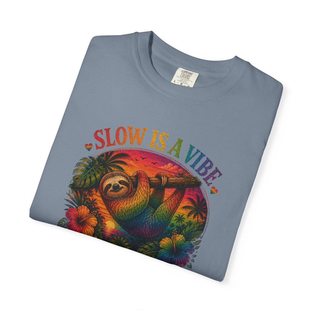 Slow Is A Vibe T-Shirt — Retro Sloth Graphic Tee