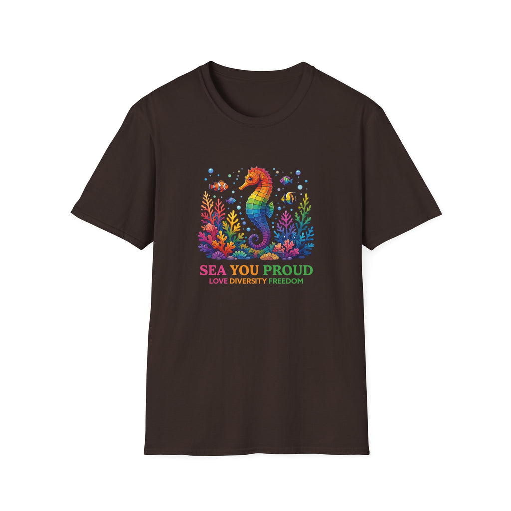 Seahorse Pride T-Shirt — "Sea You Proud" Rainbow LGBTQ+ Tee