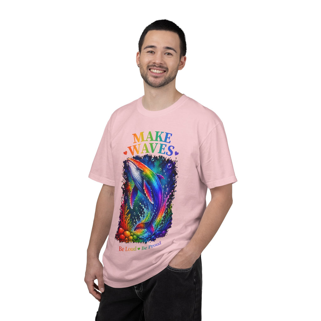 Make Waves Rainbow Dolphin T-Shirt — "Be Loud, Be Proud" LGBTQ+ Pride Tee