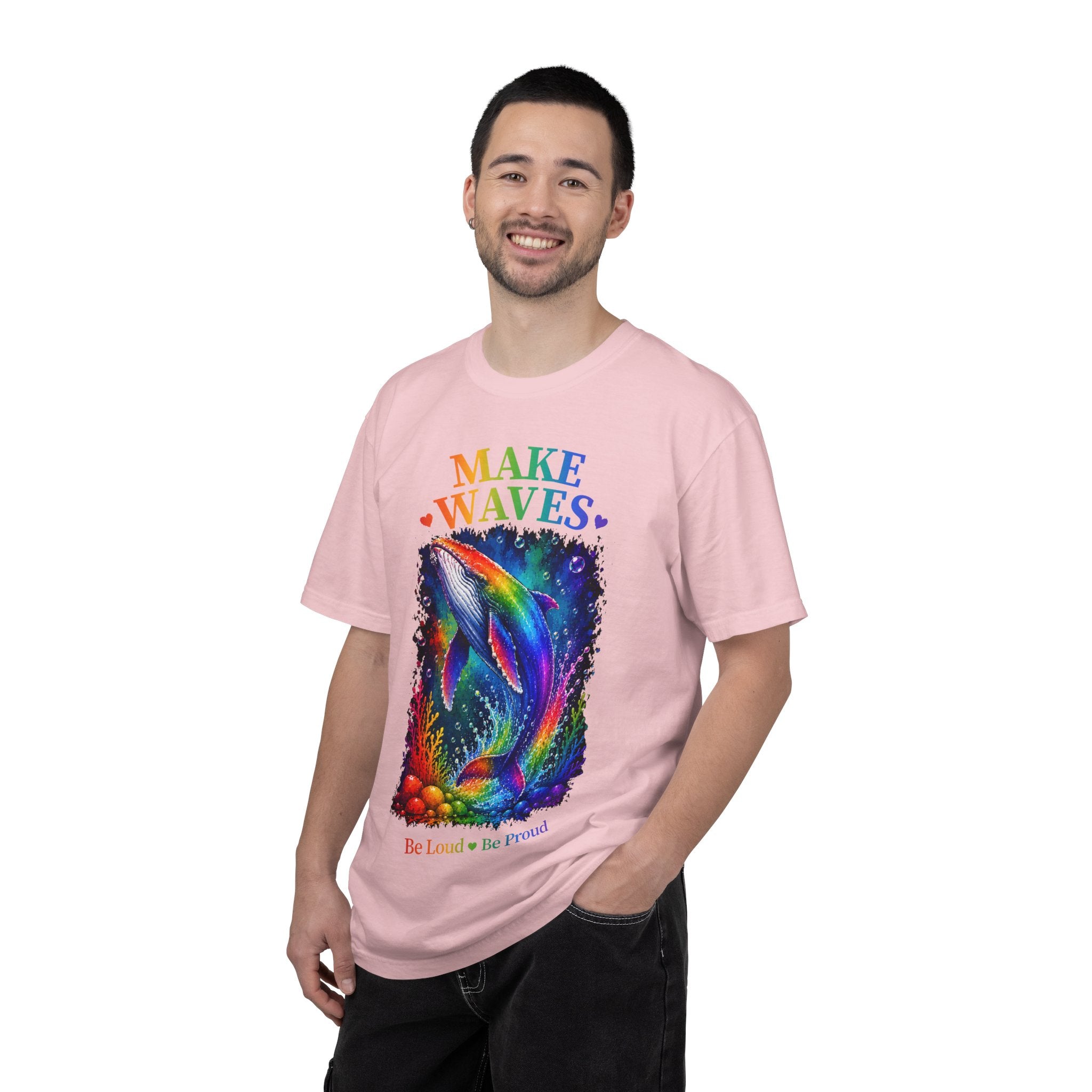 Make Waves Rainbow Dolphin T-Shirt — "Be Loud, Be Proud" LGBTQ+ Pride Tee