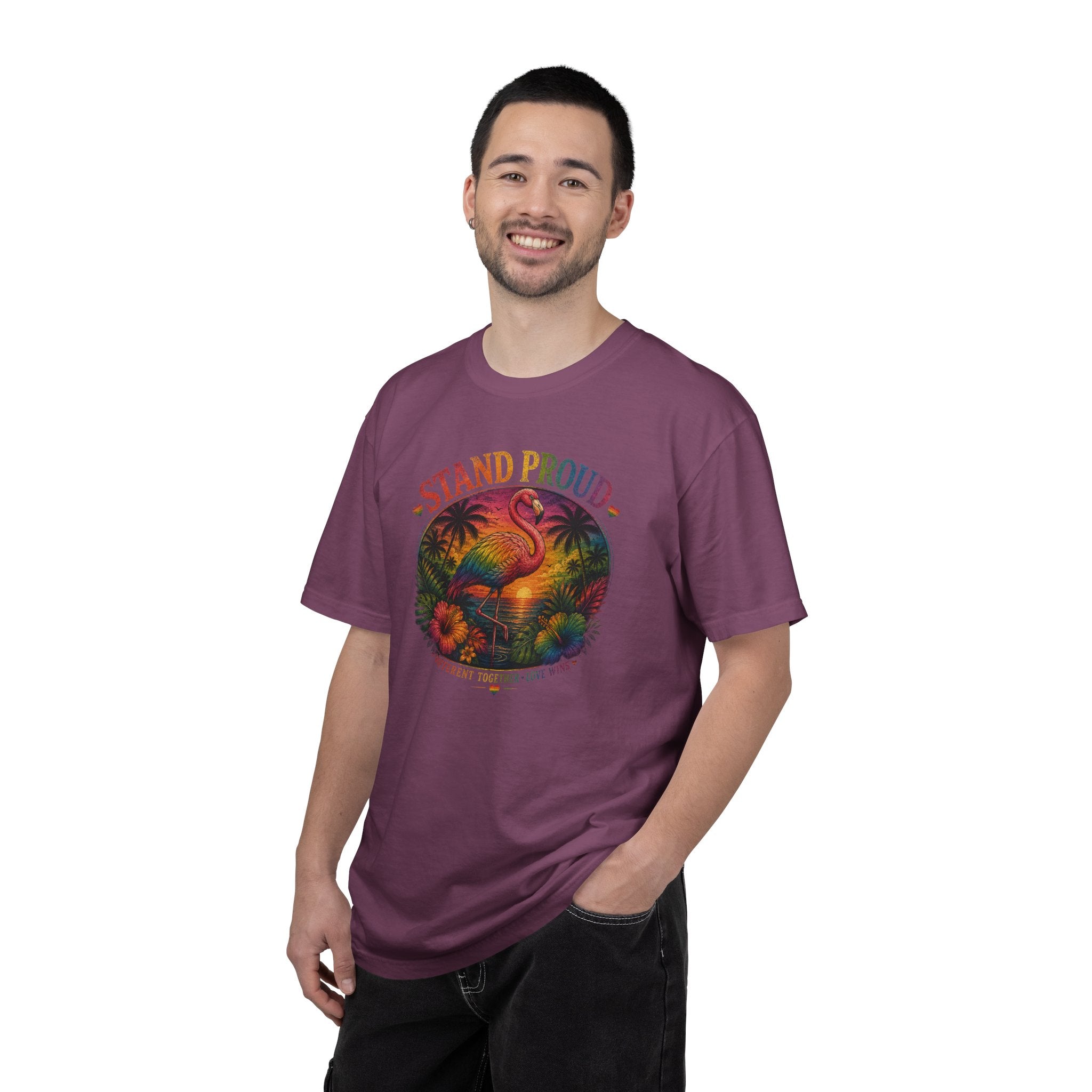 Stand Proud Flamingo T-Shirt — Tropical Pride Graphic Tee