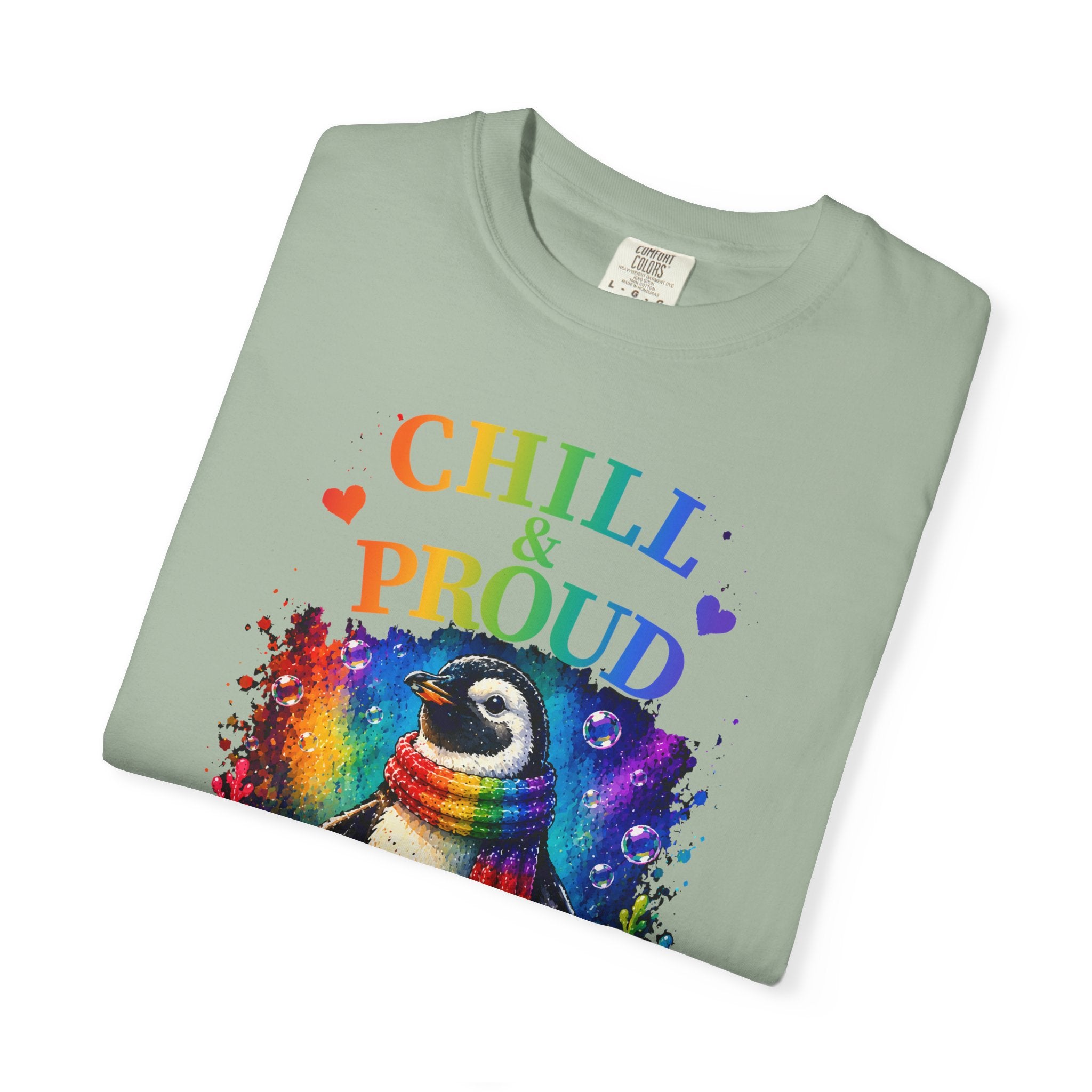 Chill & Proud Penguin T-Shirt — Rainbow LGBTQ+ Pride Tee (Love Knows No Rules)