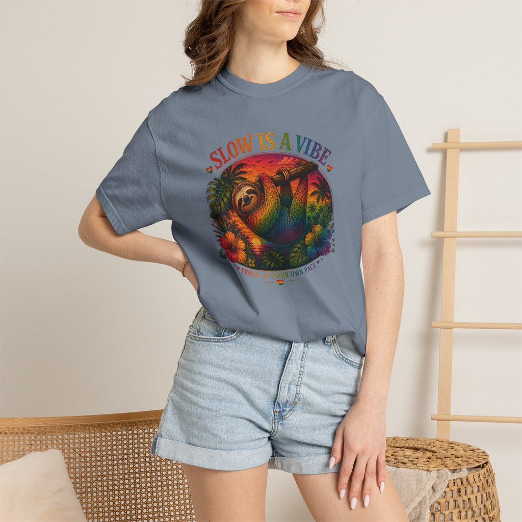 Slow Is A Vibe T-Shirt — Retro Sloth Graphic Tee