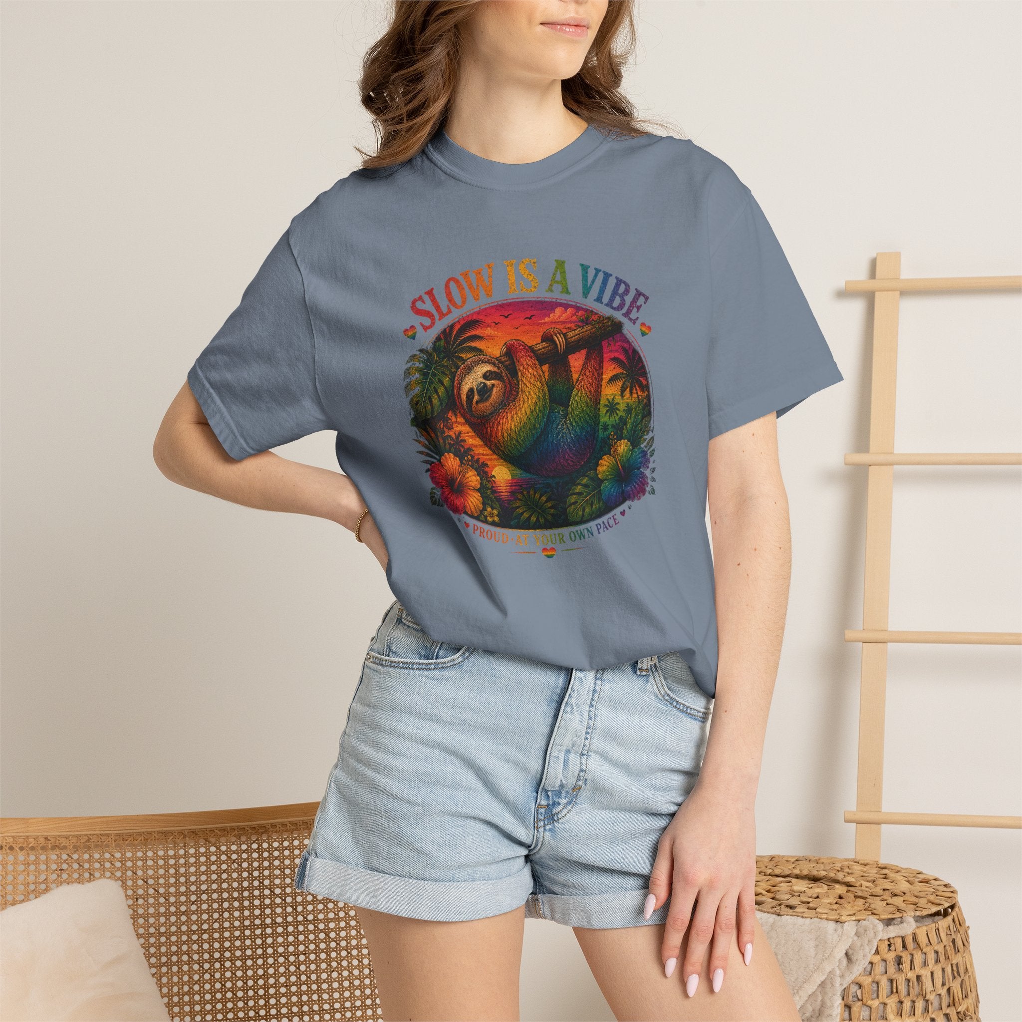 Slow Is A Vibe T-Shirt — Retro Sloth Graphic Tee