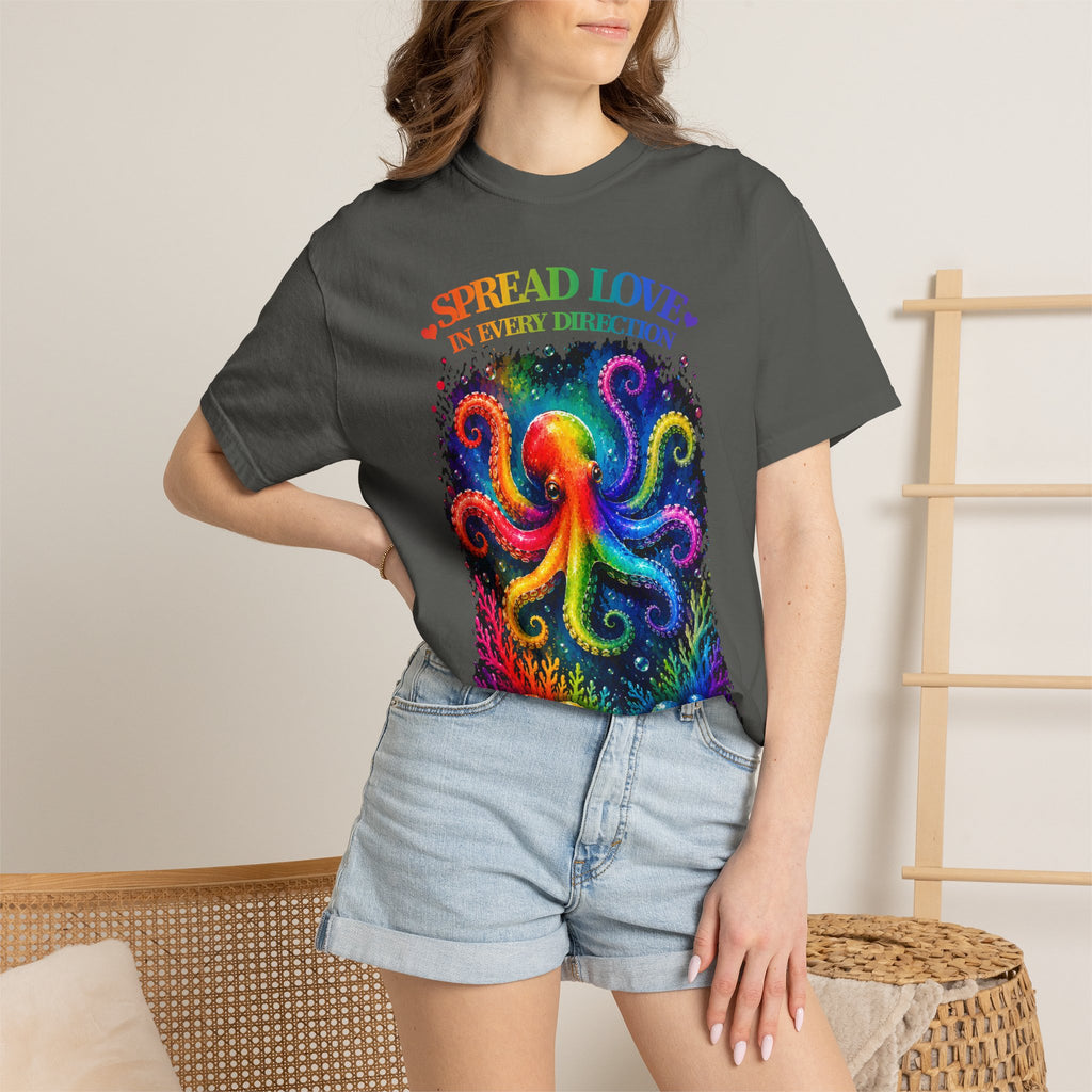 Spread Love Octopus T-Shirt — Rainbow Psychedelic Ocean Art Tee