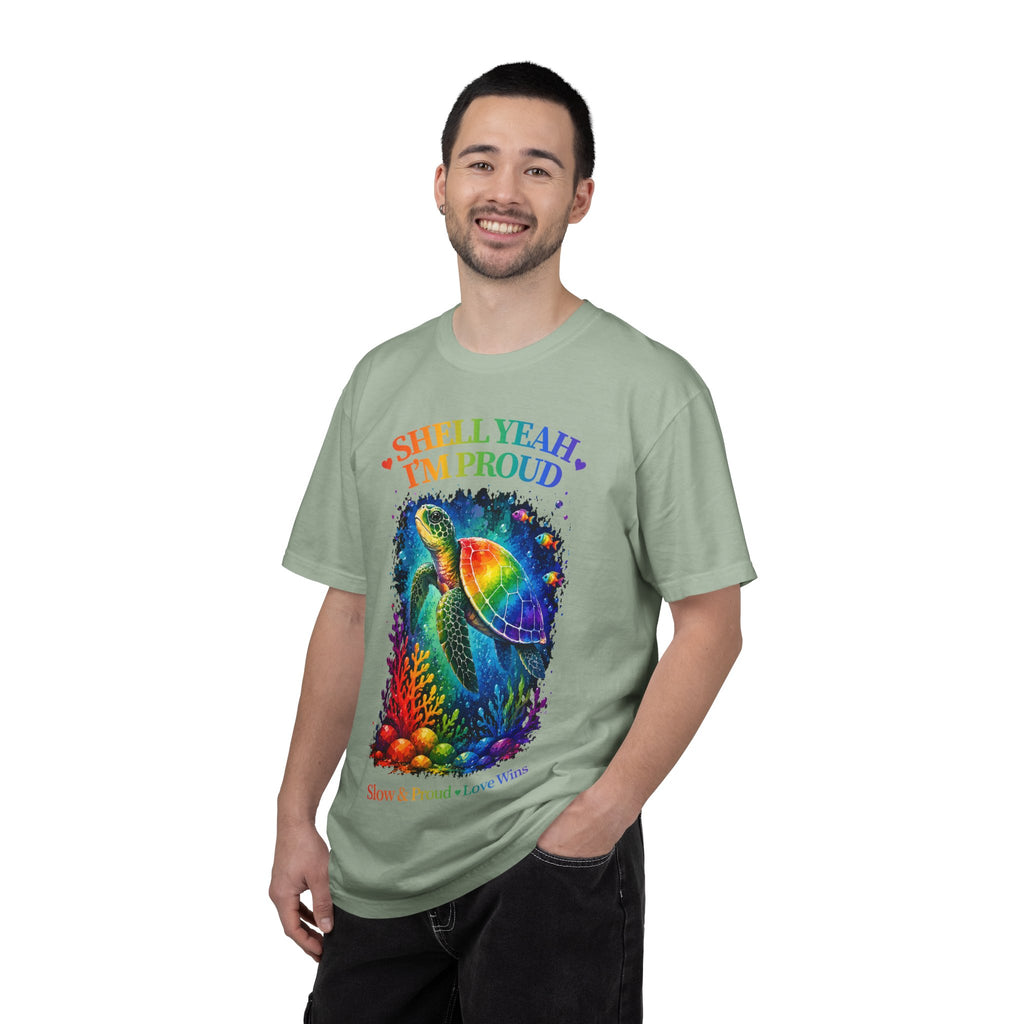 Pride Sea Turtle T-Shirt — "Shell Yeah I'm Proud" Rainbow LGBT Tee