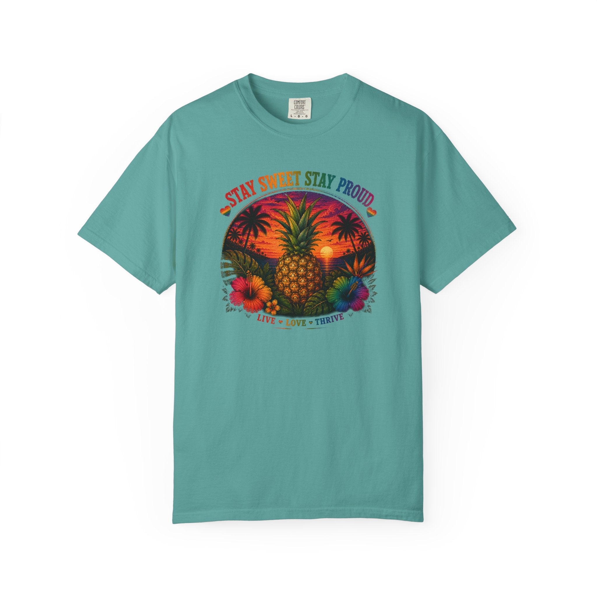 Pineapple Sunset T‑Shirt — “Stay Sweet Stay Proud” Tropical Graphic Tee
