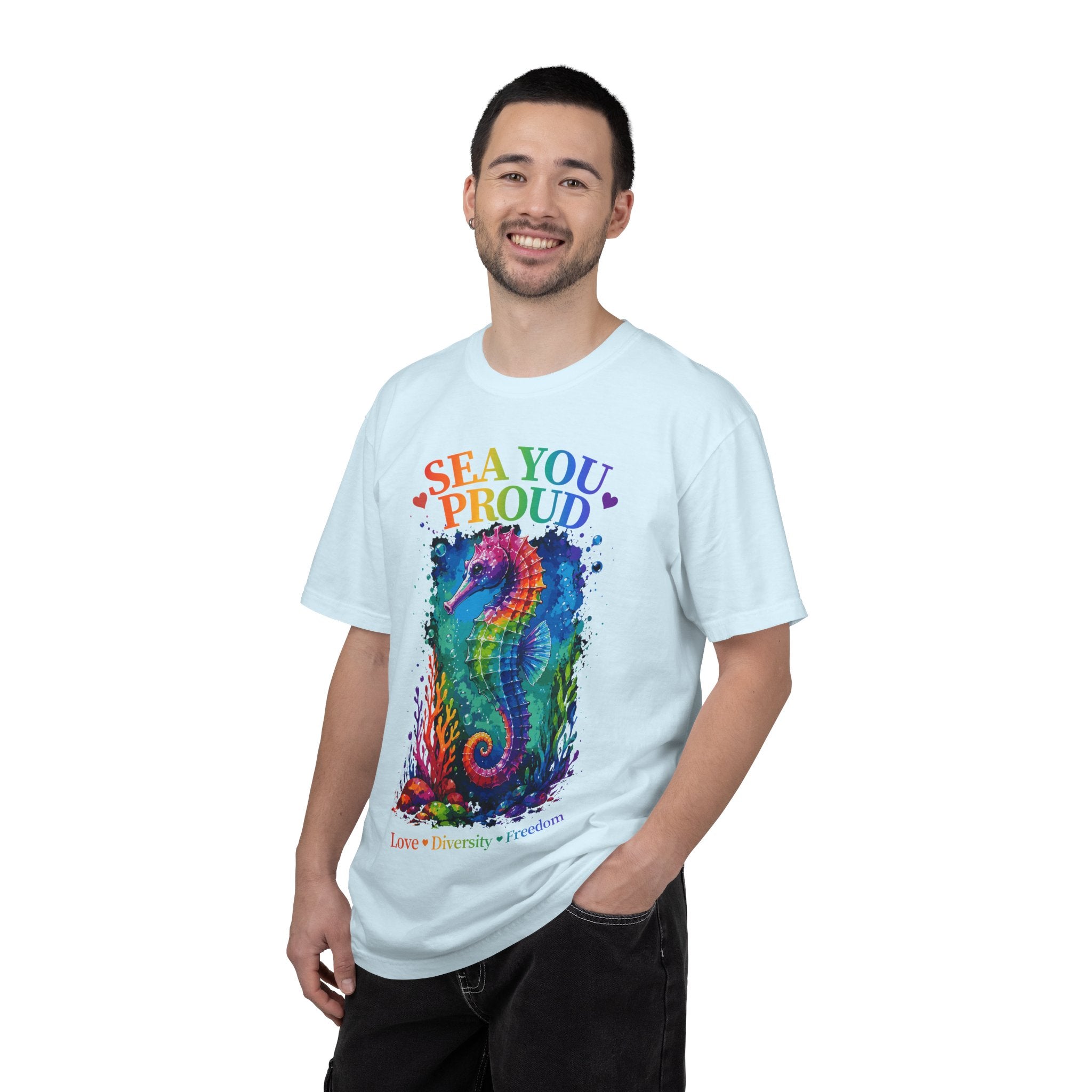 Sea You Proud T-Shirt — Rainbow Seahorse Pride Tee (Love • Diversity • Freedom)