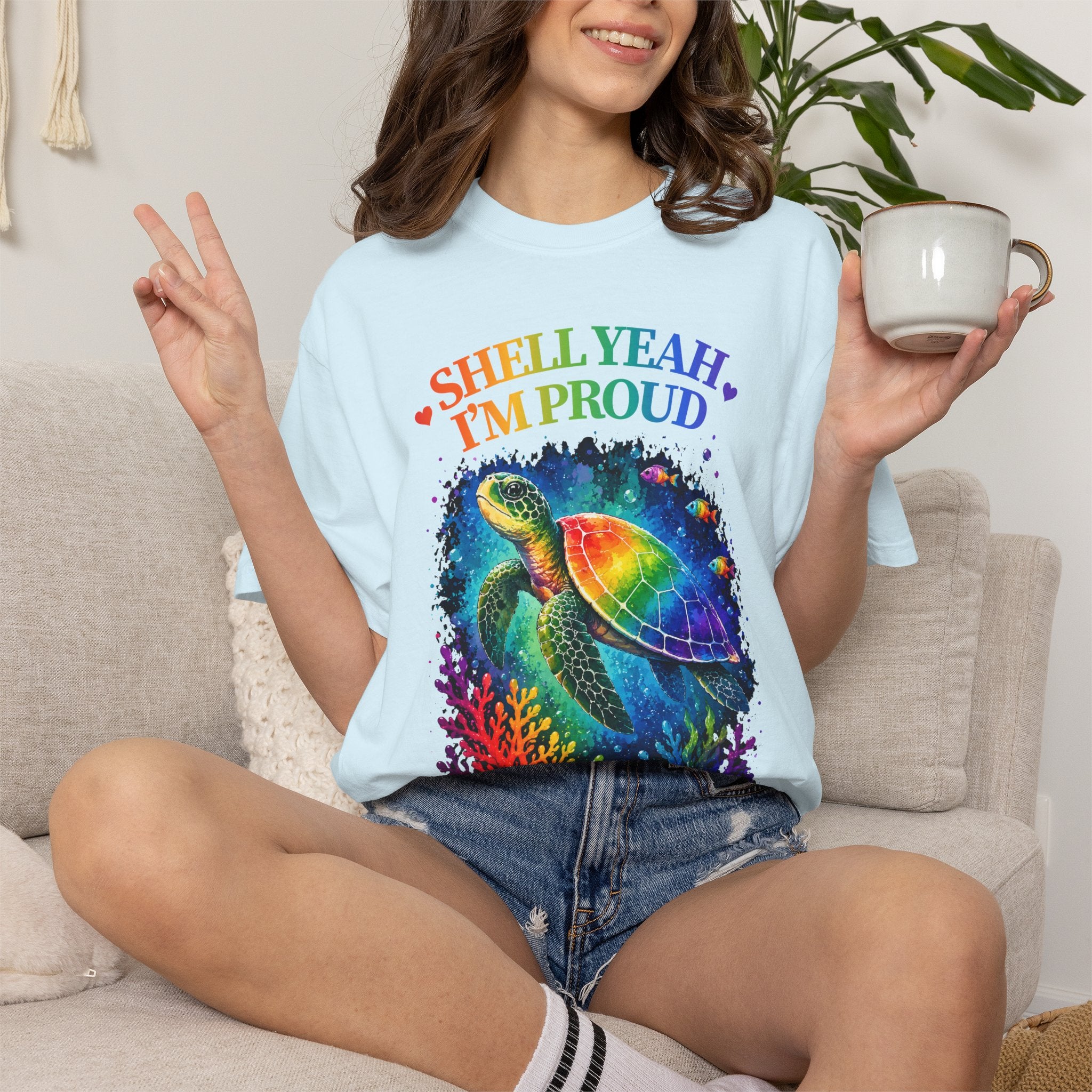 Pride Sea Turtle T-Shirt — "Shell Yeah I'm Proud" Rainbow LGBT Tee