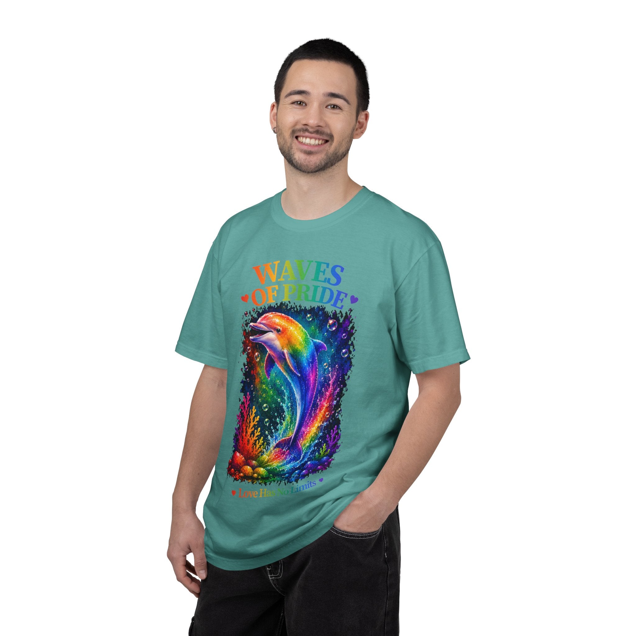 Waves of Pride T-Shirt — Rainbow Dolphin "Love Has No Limits" Tee