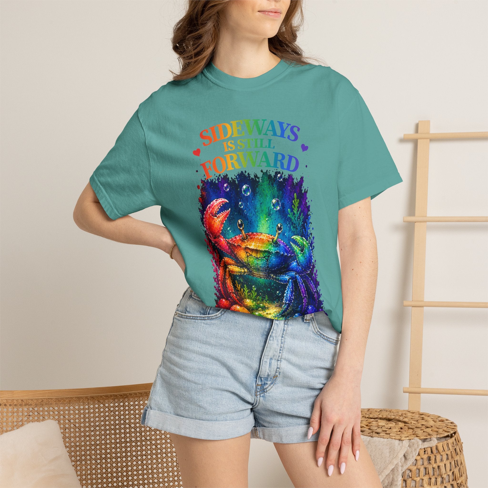 Crab Rainbow 'Sideways Is Still Forward' Graphic T‑Shirt