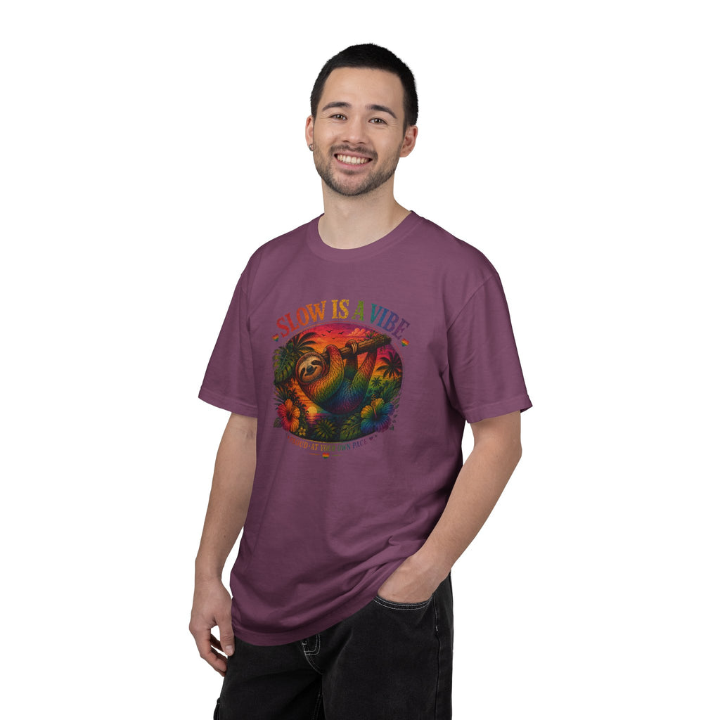 Slow Is A Vibe T-Shirt — Retro Sloth Graphic Tee