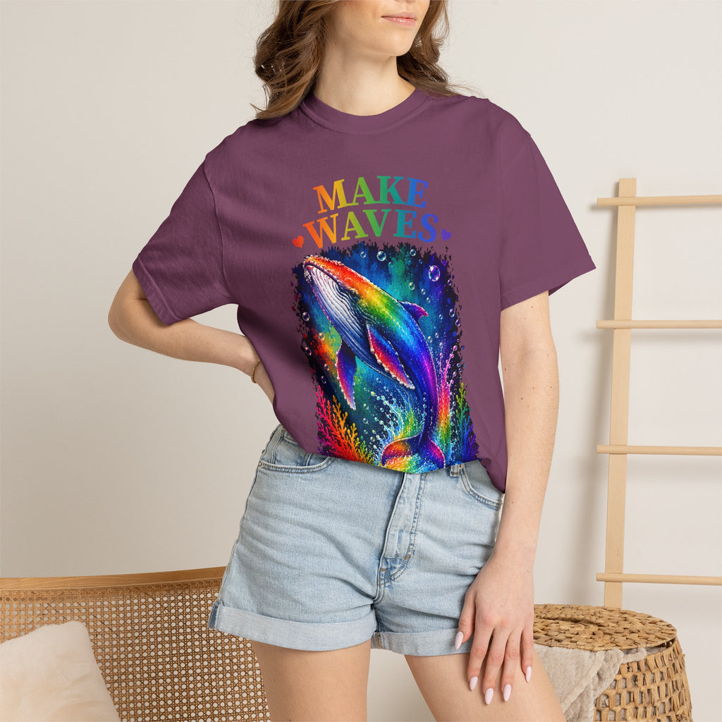 Make Waves Rainbow Dolphin T-Shirt — "Be Loud, Be Proud" LGBTQ+ Pride Tee