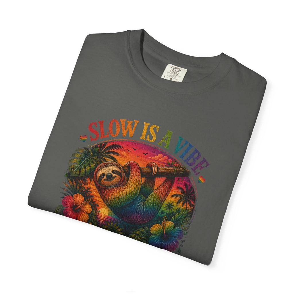Slow Is A Vibe T-Shirt — Retro Sloth Graphic Tee